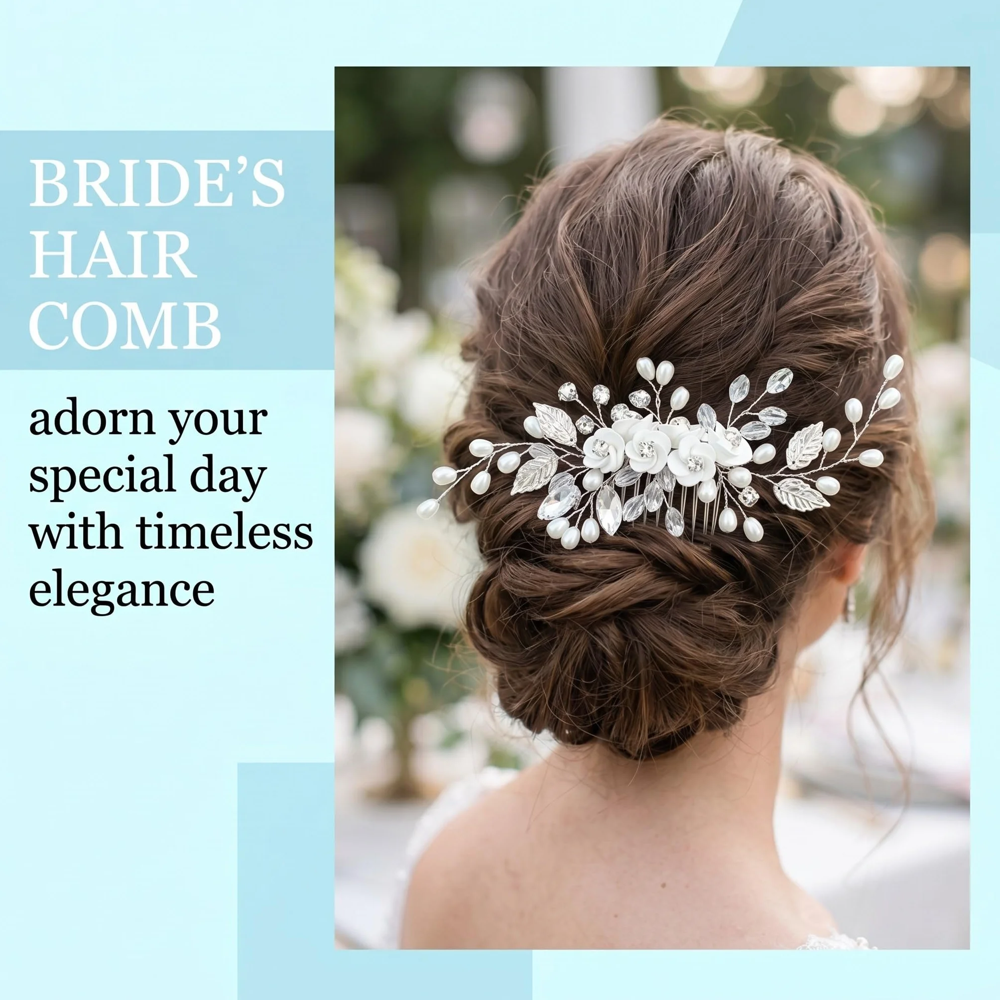 Pettinino argentato per capelli da sposa, Pettine per Capelli da Sposa Fermaglio per Donne e Ragazze, Capelli Sposa Pettine,Accessori Capelli Sposa