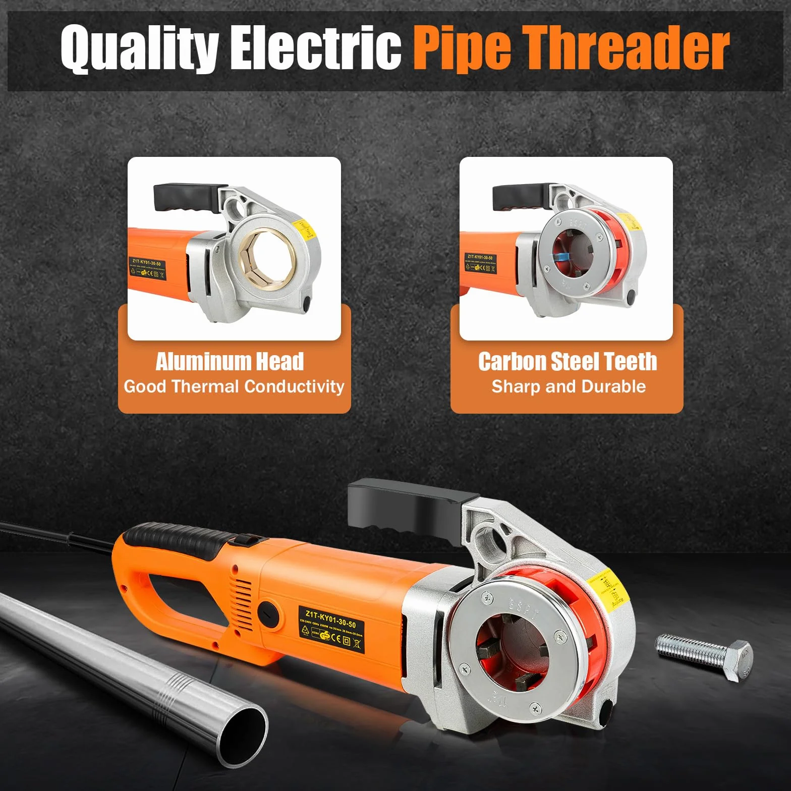 Filettatrice elettrica per tubi 2300 W 1/2"-1-1/2" 6 matrici