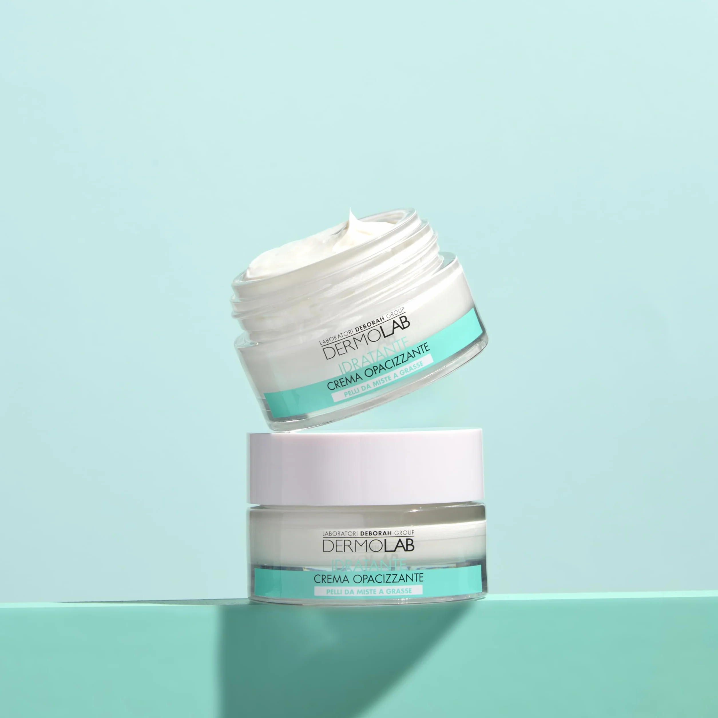 Dermolab - Crema Viso Idratante Opacizzante, per Pelle Mista e Grassa, con Pool di Acido Ialuronico, Effetto Matte e Antiossidante, Rimpolpa in Profondità, SPF 15, 50 ml