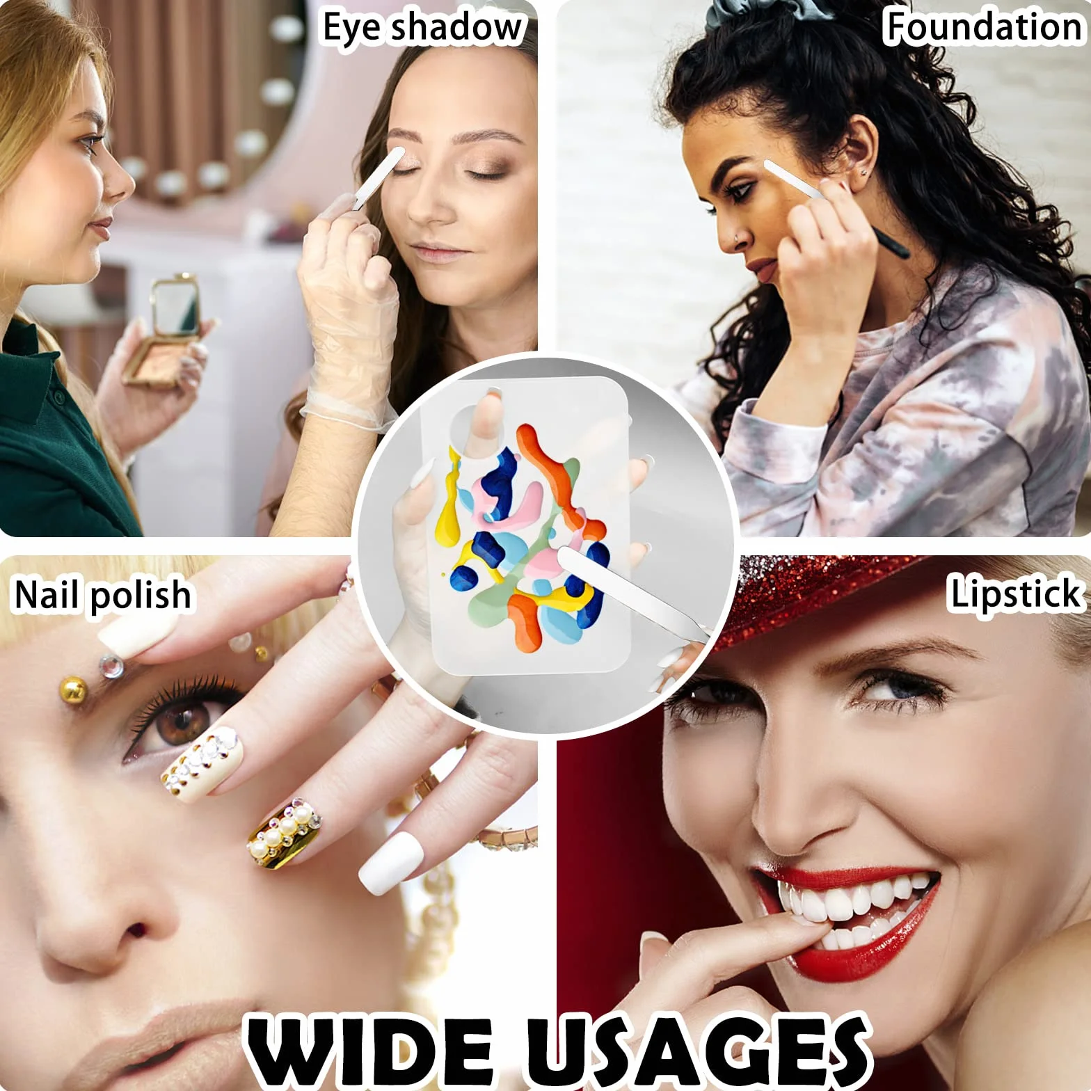 Set coreano di spatole per trucco, vassoio per palette di miscelazione trucco acrilico con strumenti per trucco spatola raschietto per fondotinta cosmetico, set di palette per miscelare fondotinta