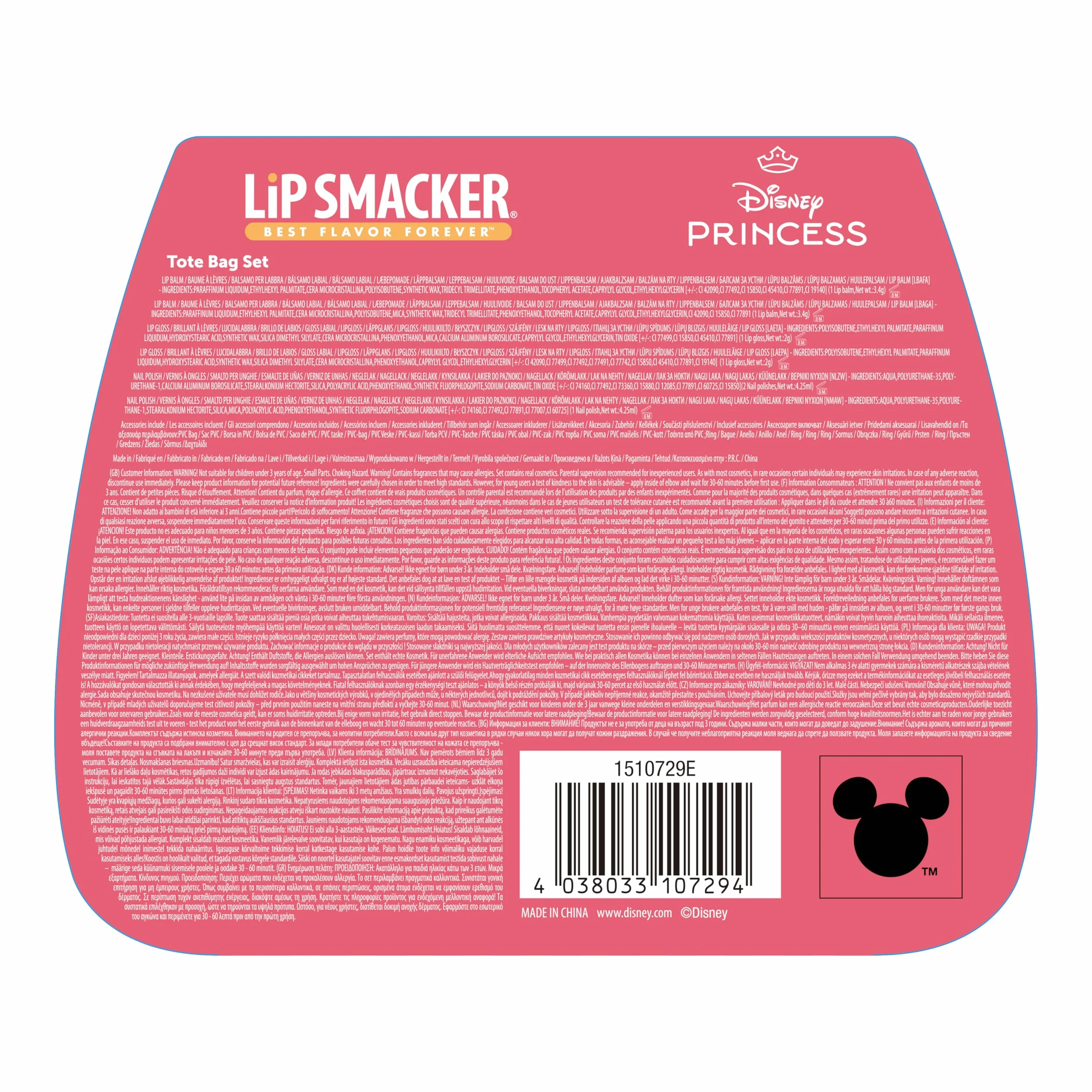 Lip Smacker Snow White Tote Bag Set, Set Trucchi Bambina in 8-Pezzi, con Balsamo Labbra, Smalti Unghie, Creme Luccicanti e Accessori e una Mini Borsetta, Regali Principesse Disney