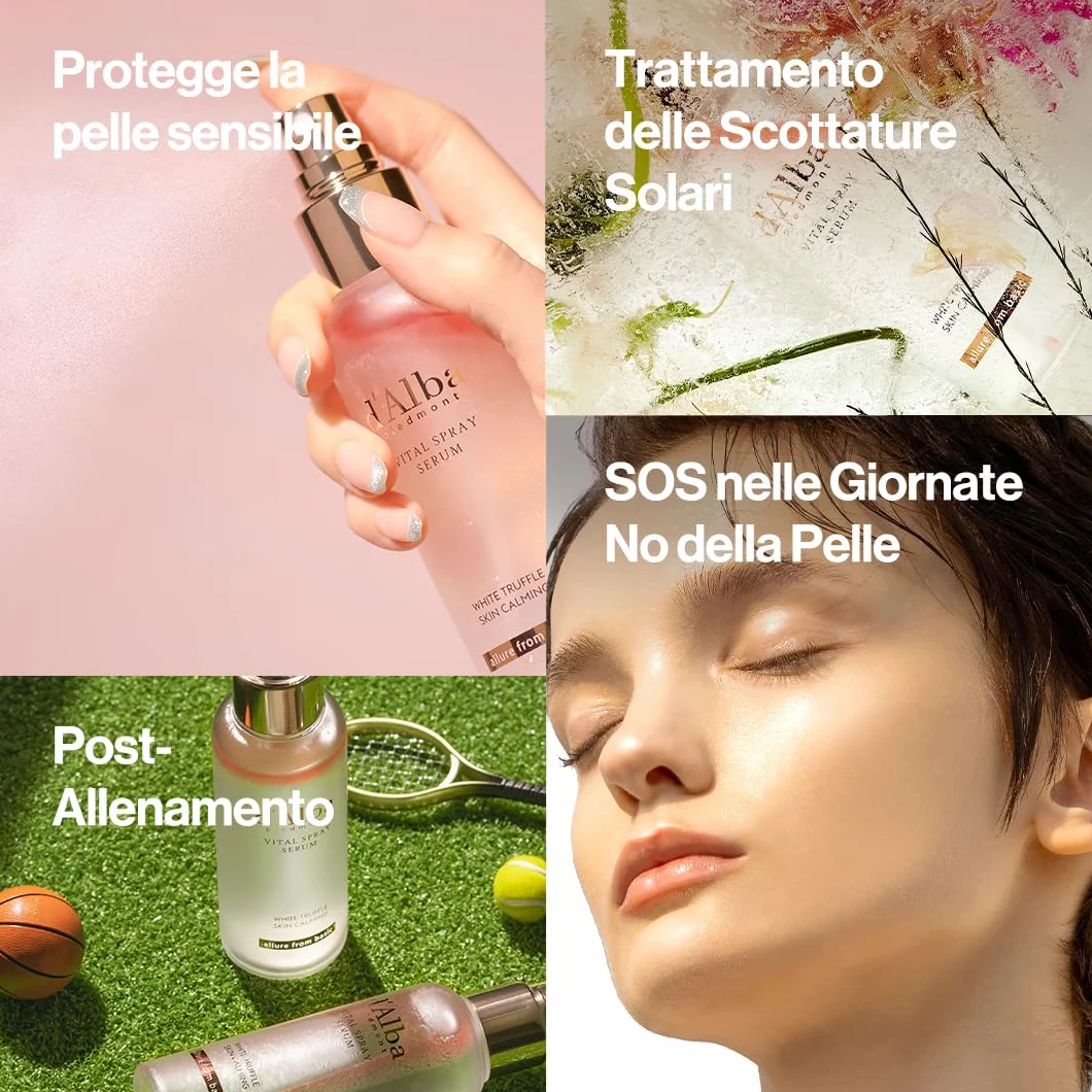 d'Alba Siero Vital Spray Serum al Tartufo Bianco Italiano, Siero Vitalizzante, Idratante, Lenitivo, Calmante per Viso, Soluzione per Pelli Arrossate e Sensibili, Cura della Pelle Coreana