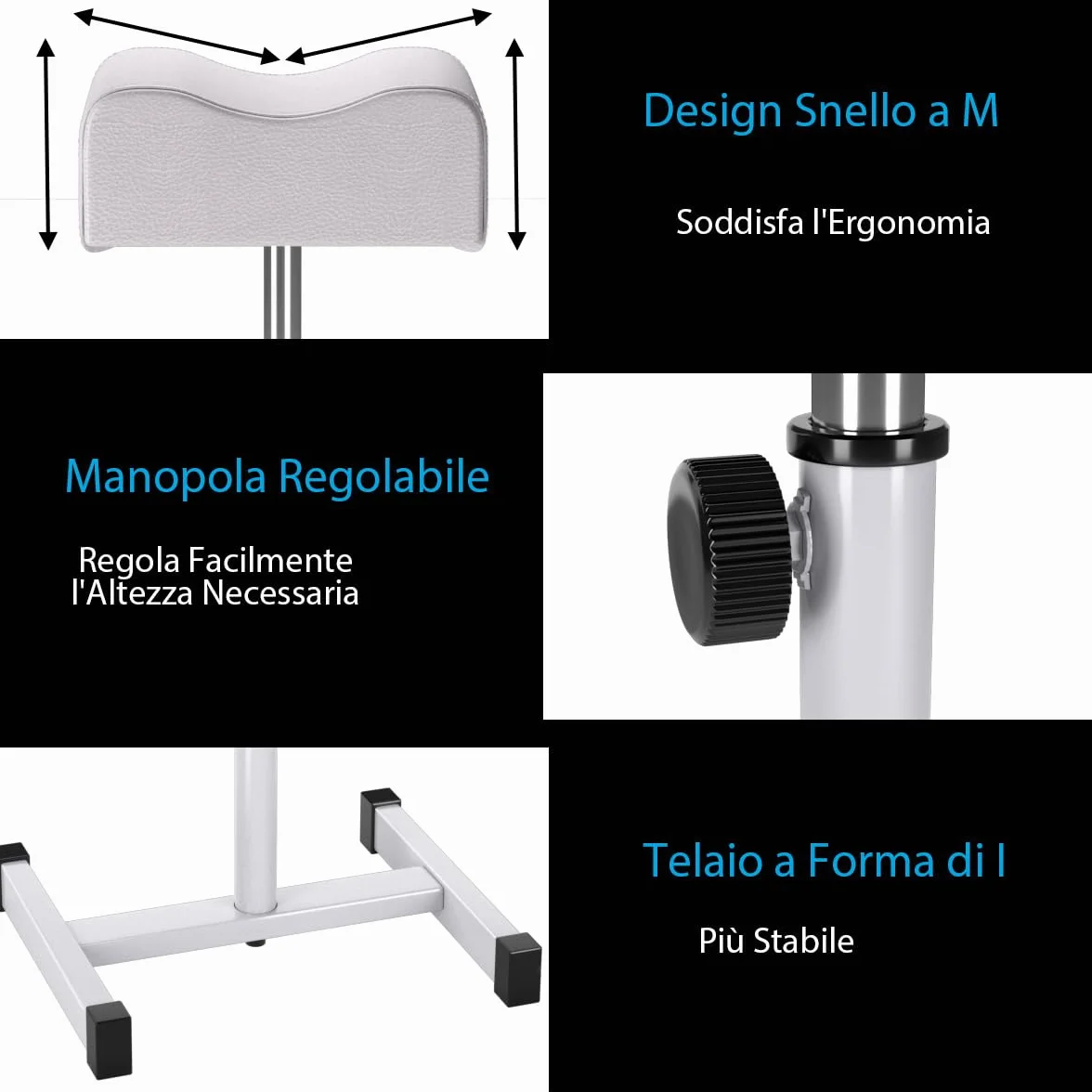 COSTWAY Poggiapiedi Pedicure Manicure, Sgabello Pedicure Estetista Regolabile in Altezza e Cuscino Spesso, Poggiapiedi per per Podologia, Estetista, Fisioterapia (Bianco)