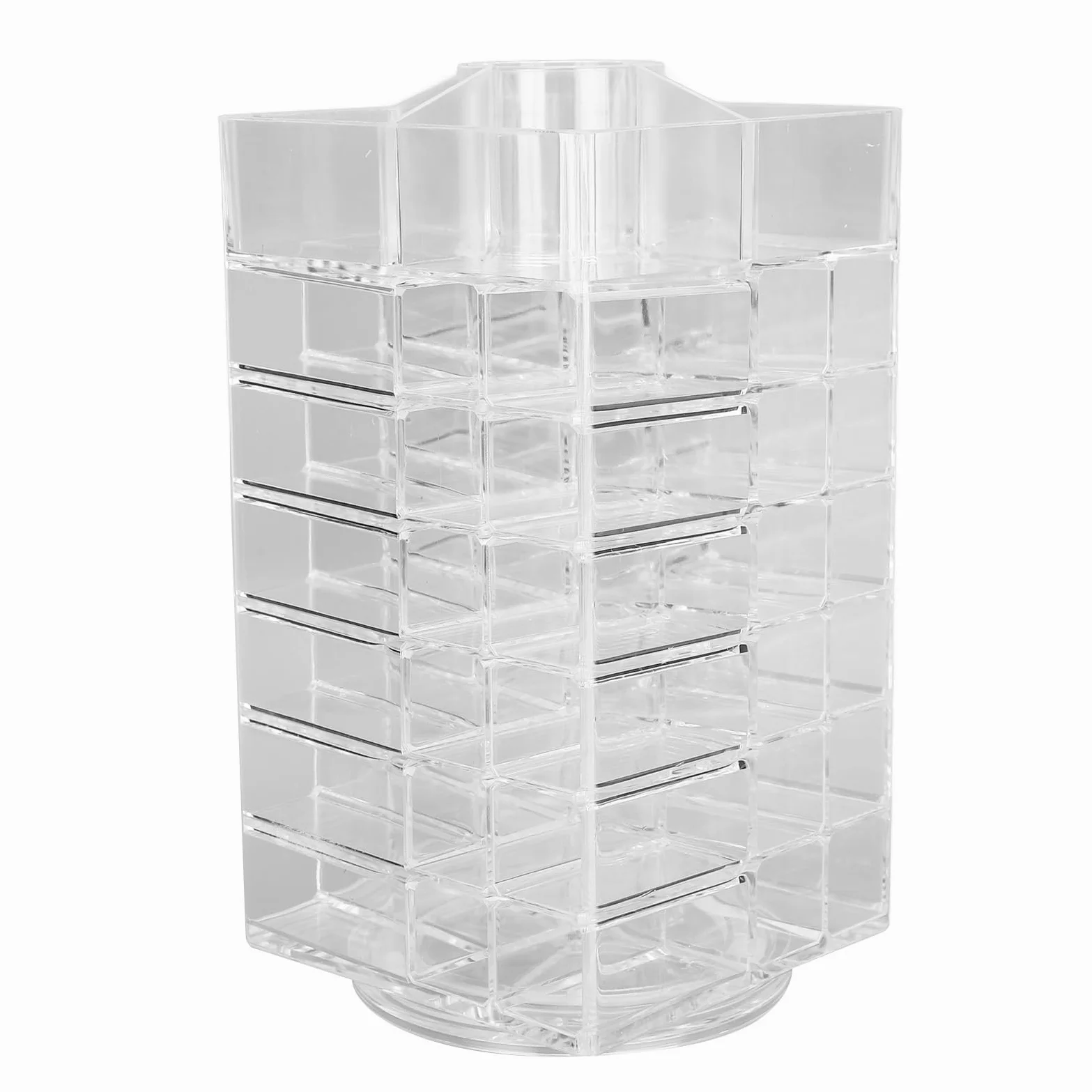 Organizzatore per Rossetti Girevole a 360 Gradi, Torre di Stoccaggio per Lucidalabbra di Grande Capacità con 53 Slot, Espositore Cosmetico Trasparente per Pennelli