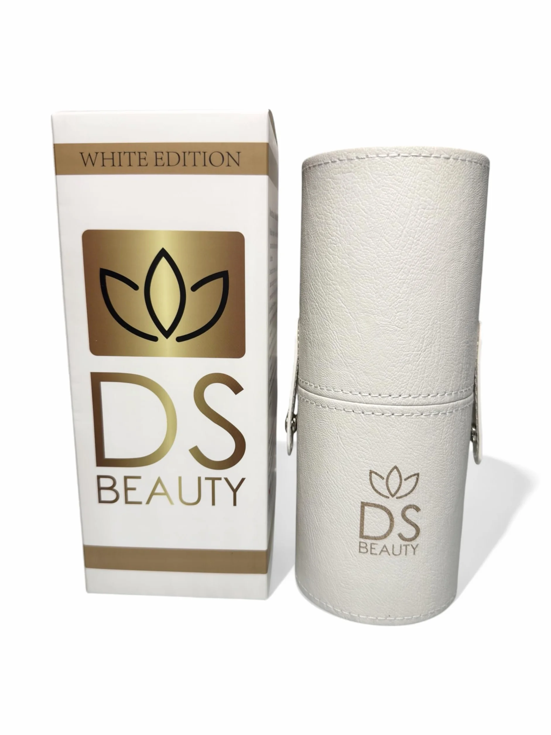 Set di 14 Pennelli Make Up Professionali - Morbidi, Ipoallergenici, per Fondotinta, Ombretti e Cipria in Custodia Elegante e Portatile a Tubo - Ideale per Principianti ed Esperti (Bianco)