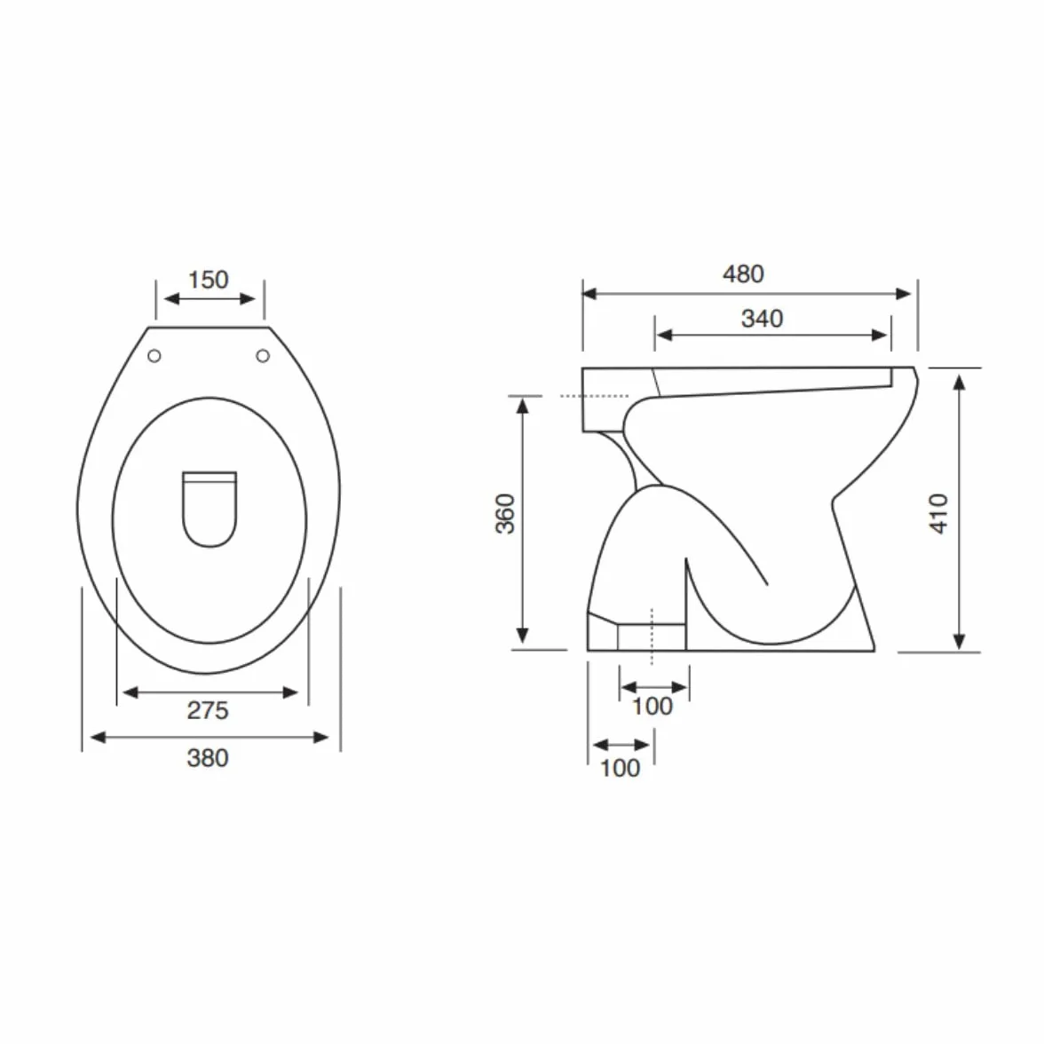 Vaso WC a Terra in Ceramica Champagne Elite con Scarico a Pavimento