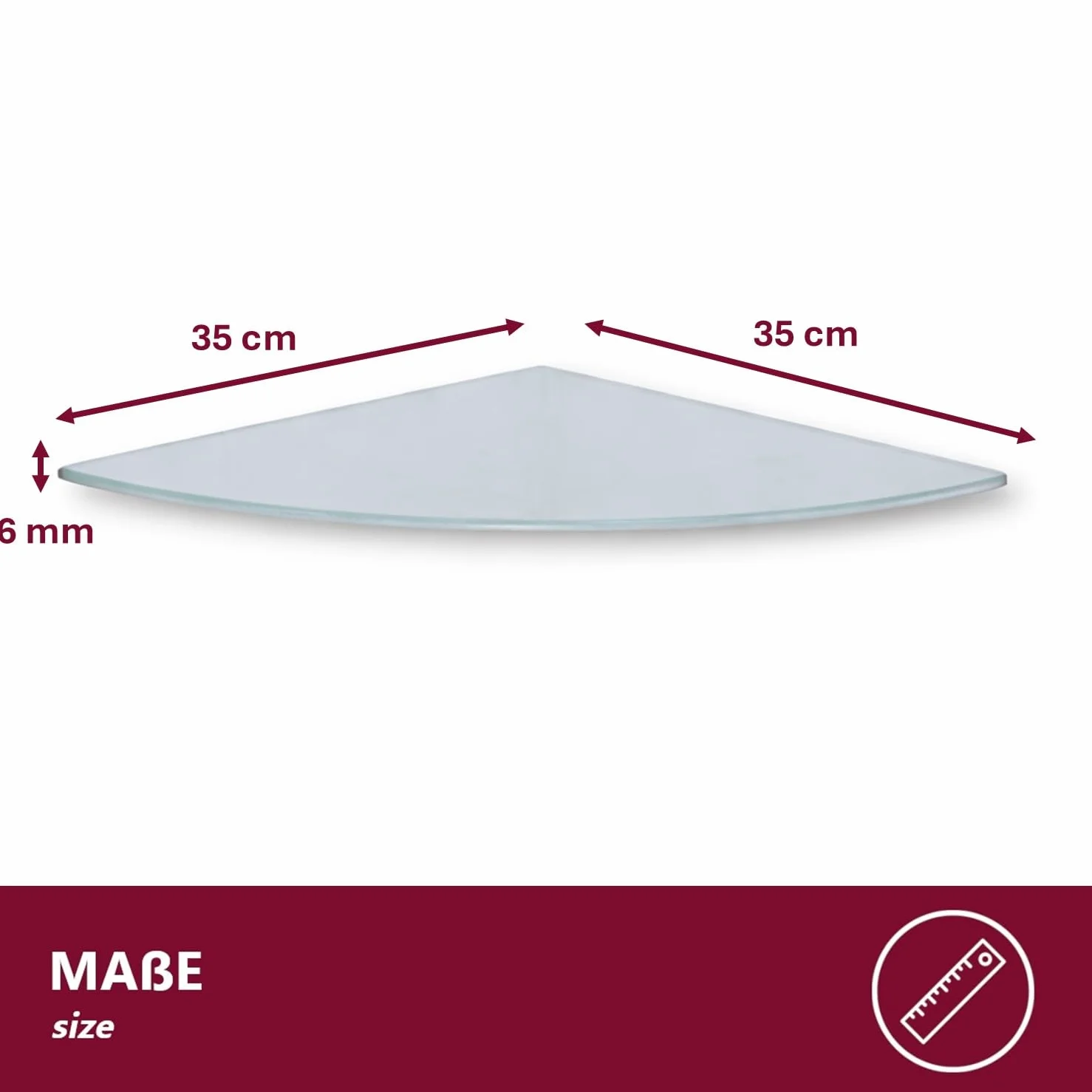 Mensola da parete in vetro di sicurezza 6 mm bianco satinato 35 x 35 cm