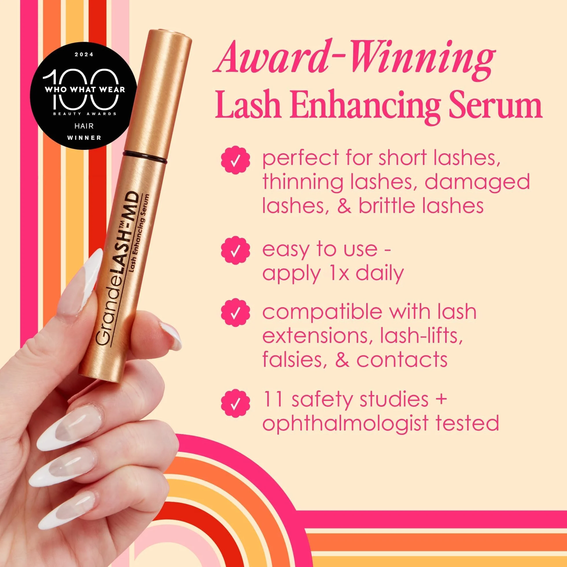 Generico Cosmetics Lash Enhancing Siero per la crescita delle ciglia per lunghezza e volume, 4 ml