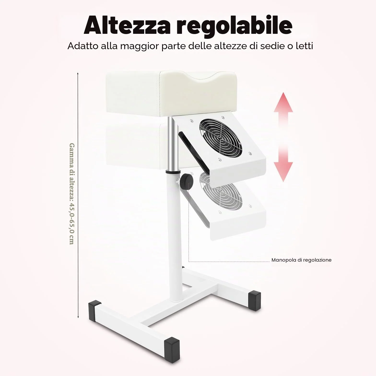 MINRS Sedia e pedicure mobile con aspirazione regolabile, poggiapiedi per casa e salon spa, bianco