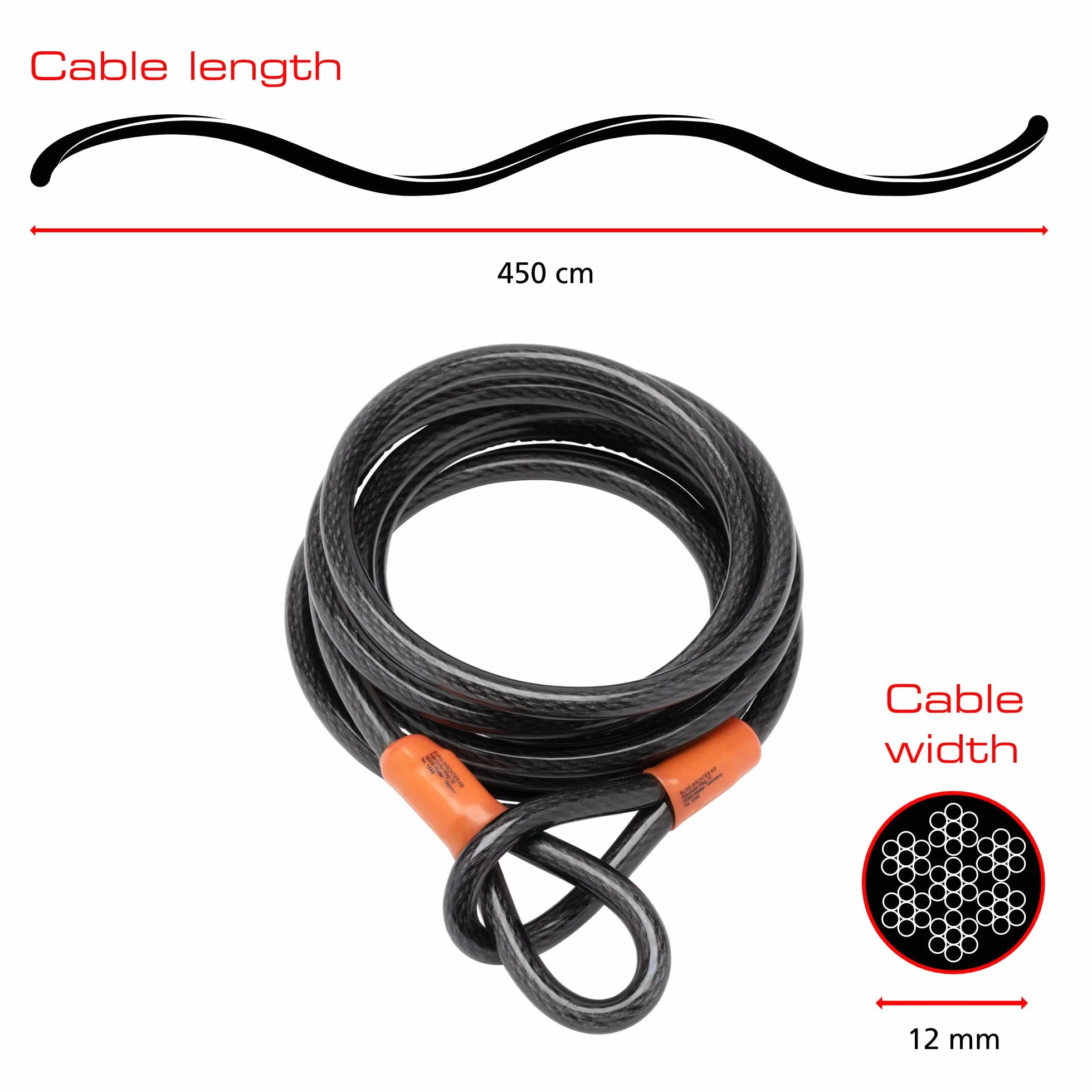 Sterling 124C Cavo di sicurezza a doppio giro rivestito in vinile autoavvolgente 12 mm x 4,5 m