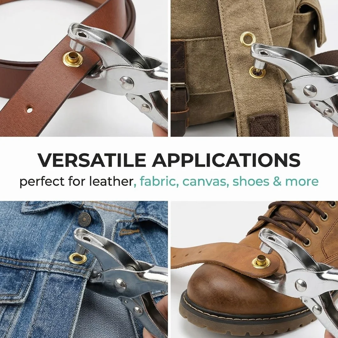 Occhiellatrice Manuale Professionale con 100 Occhielli in Metallo per Teloni, Tessuti e Scarpe