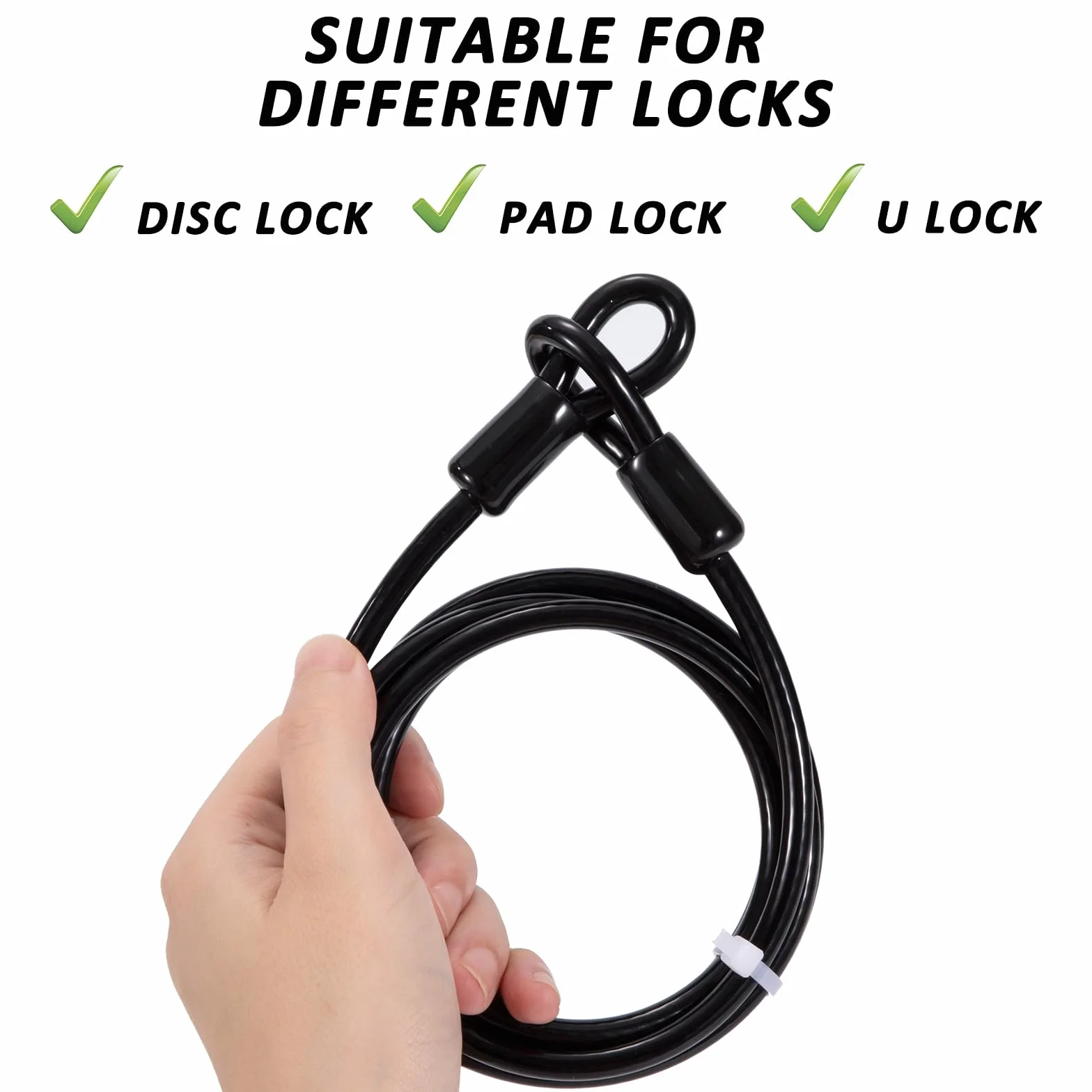 Cavo Antifurto per Biciclette 1.8M 6mm Acciaio PVC Nero