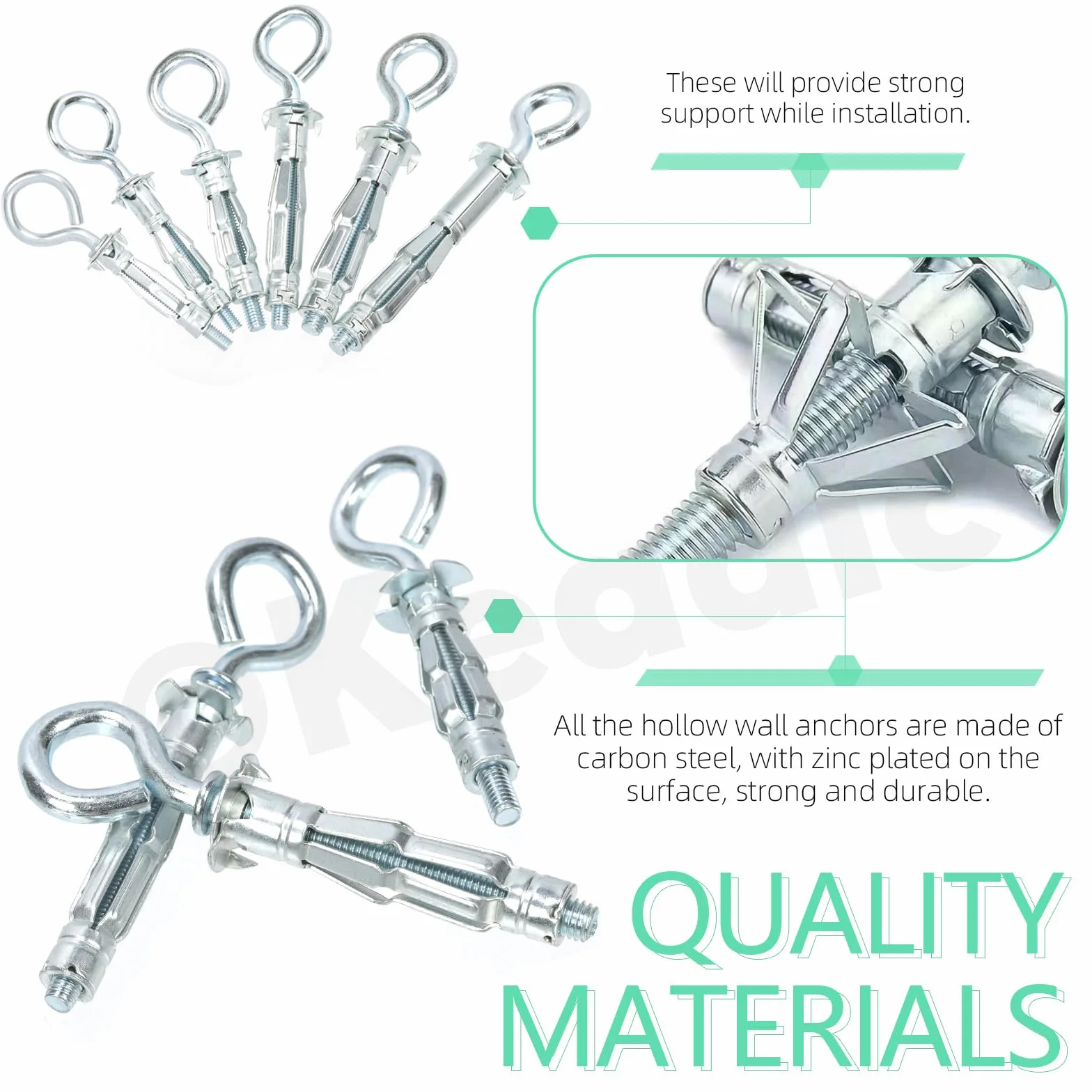 Set di 46 viti di ancoraggio a parete cava assortite M4 M5 M6, bulloni Molly acciaio zincato per cartongesso