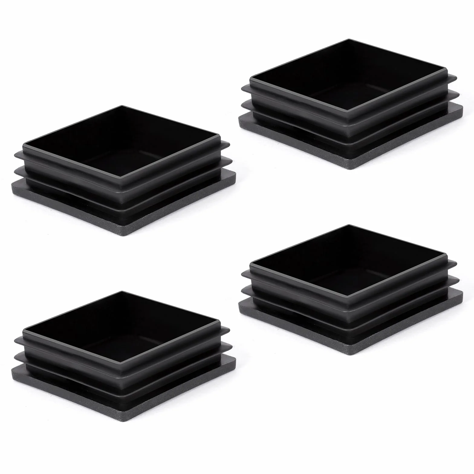 Tappi Quadrati PE Plastica 50x50 mm Nero Antiscivolo Protezione Tubi Sedie