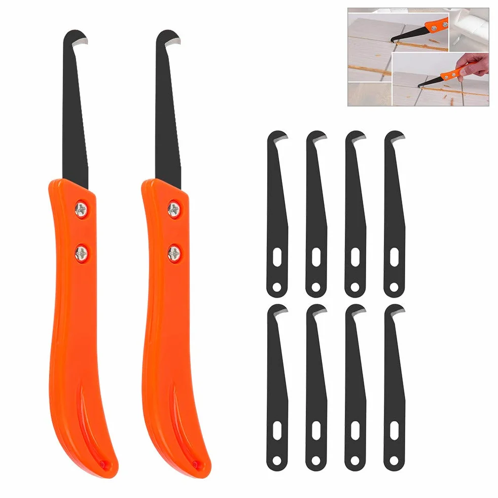 Grout Remover Tool con 8 Lame Sostituibili, Raschietto per Fughe Piastrelle, 2 Pezzi
