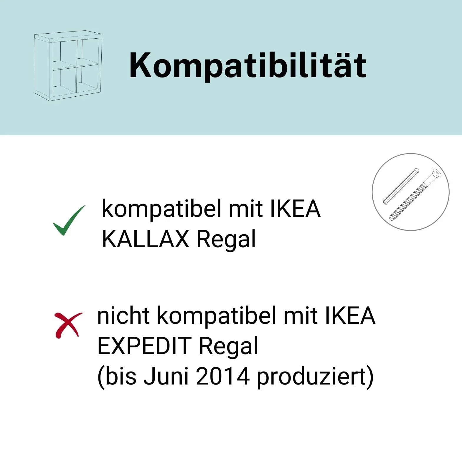 Set di riparazione Ikea KALLAX 2x2 – viti e tasselli in legno