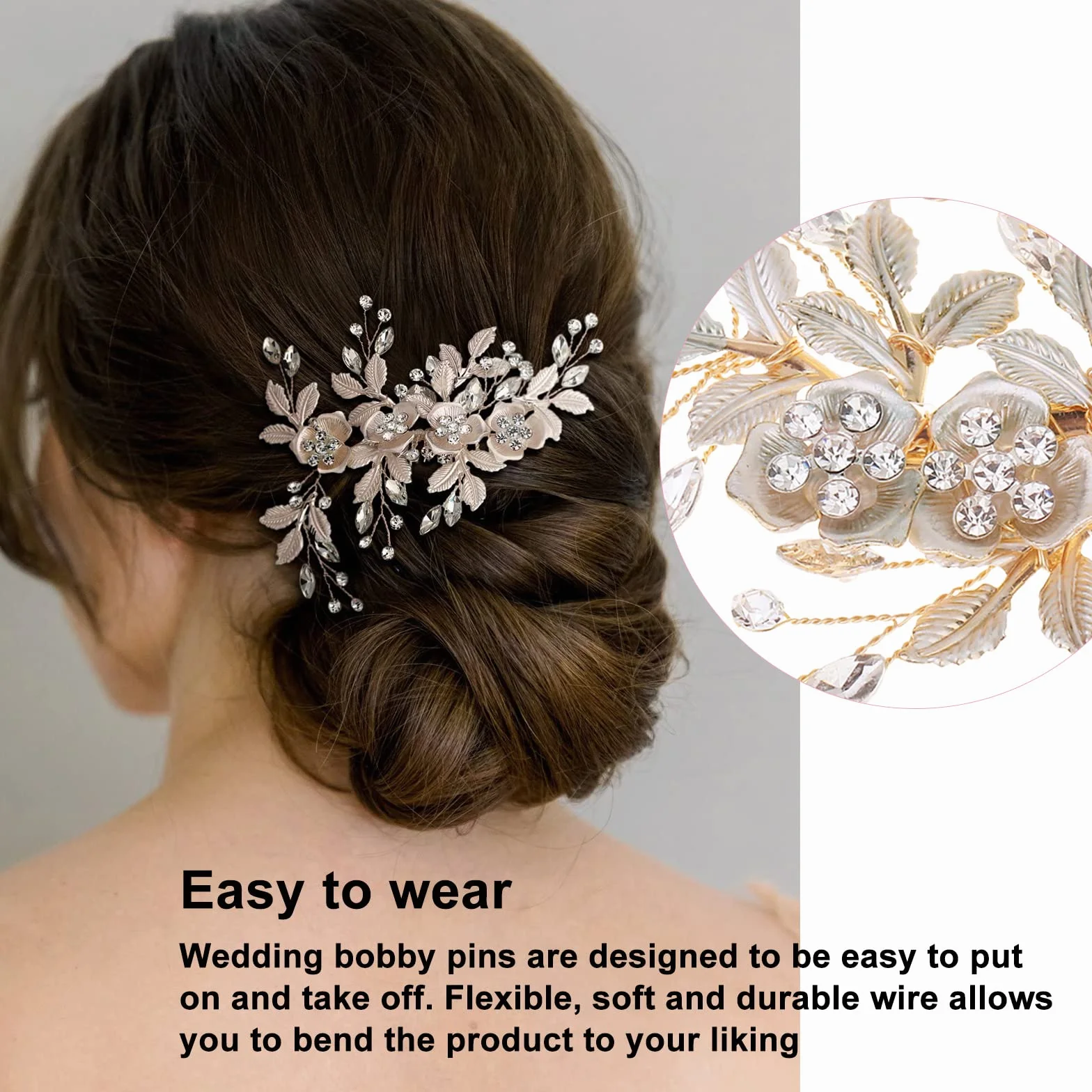 Pettine per capelli da sposa, Fermagli per Capelli da Sposa, Tiara nuziale petalo foglia d'oro,copricapo per la testa per matrimonio, articolo di gioielleria adatto a spose e damigelle