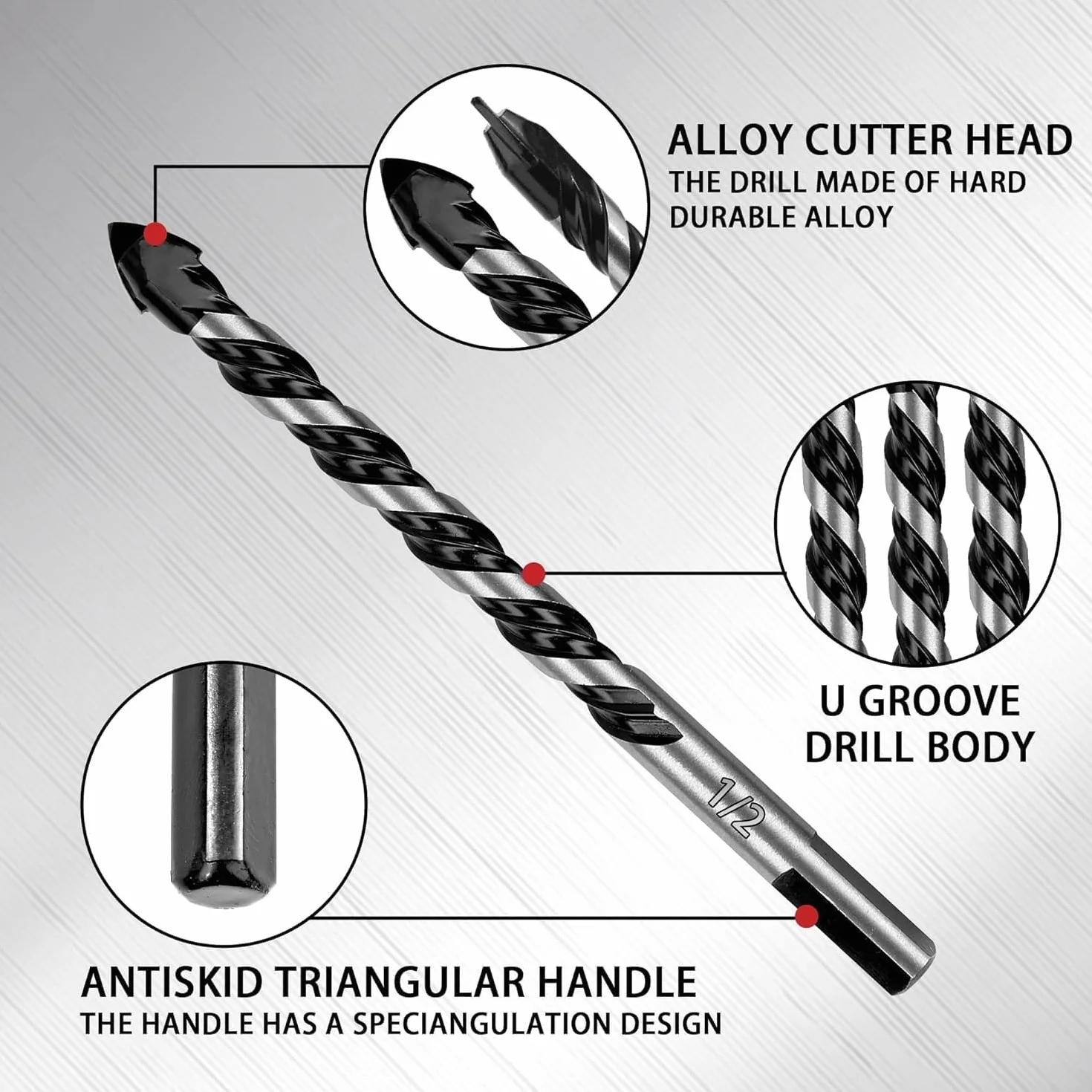 Set di 8 pezzi Punte per Trapano Multifunzionali 3-12mm per Legno, Metallo, Calcestruzzo