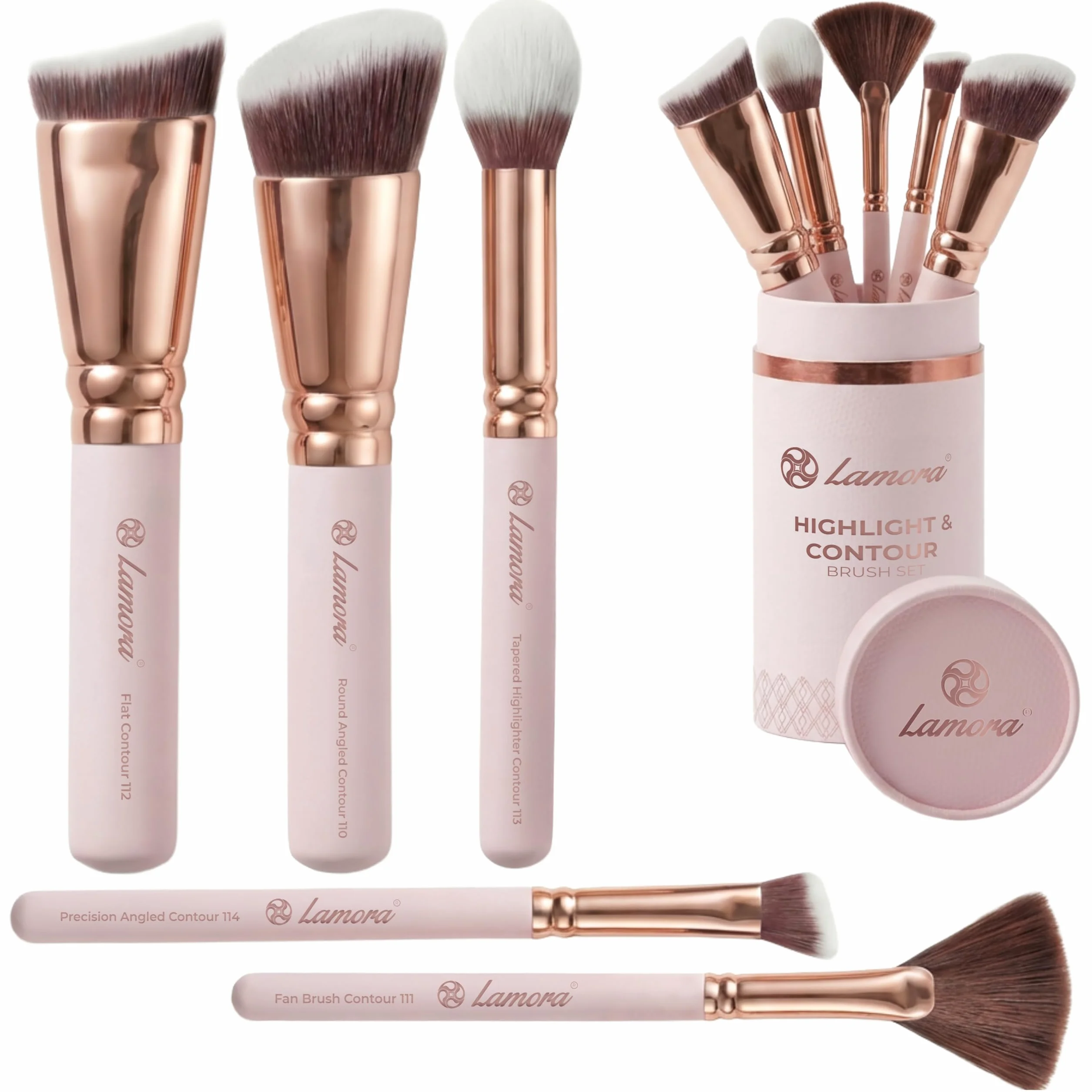 Pennelli Make Up Contouring Professionali Pennello Contouring Kabuki - Per Applicare Fondotinta, Arrossire, Contouring Creme et Polveri - Set Vegano et Non Testato Sugli Animali