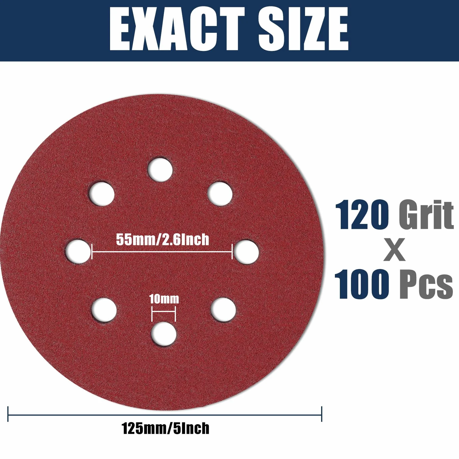 Carta vetrata 125 mm 8 fori grana 120 100 pezzi dischi abrasivi