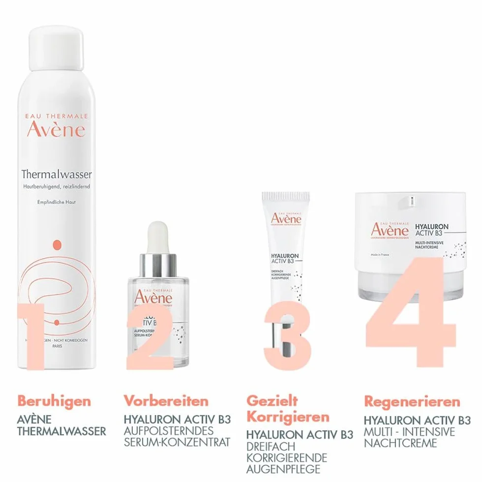 Avène Hyaluron Activ B3 Multi-intensive Nachtcreme - Anti-Aging Pflege gegen Falten mit Niacinamid, 40 ml Crema