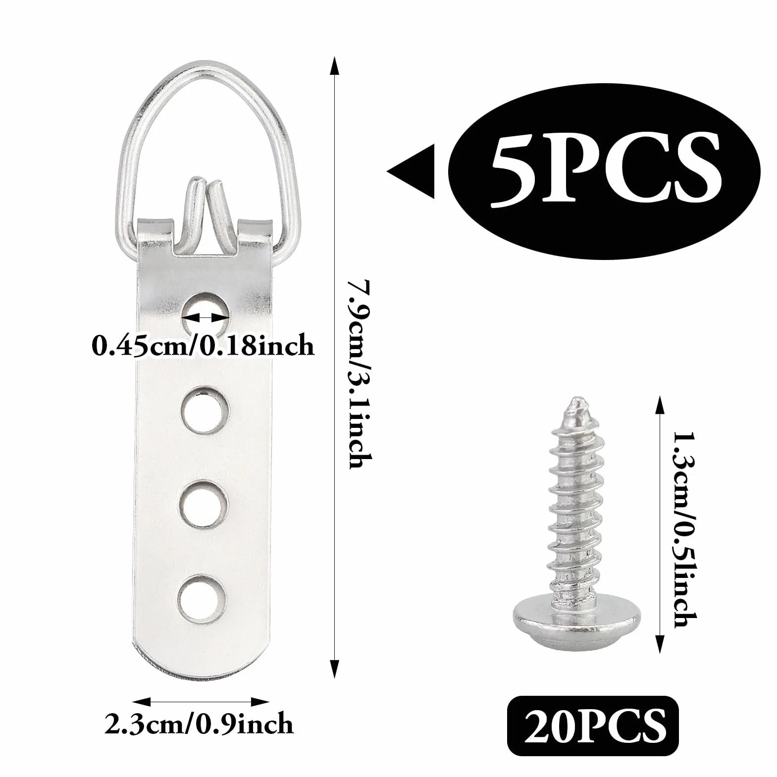 Ganci per Foto a 4 Fori con Anello a D, Appendini Super Pesanti per Immagini e Specchi, Robusti con Viti