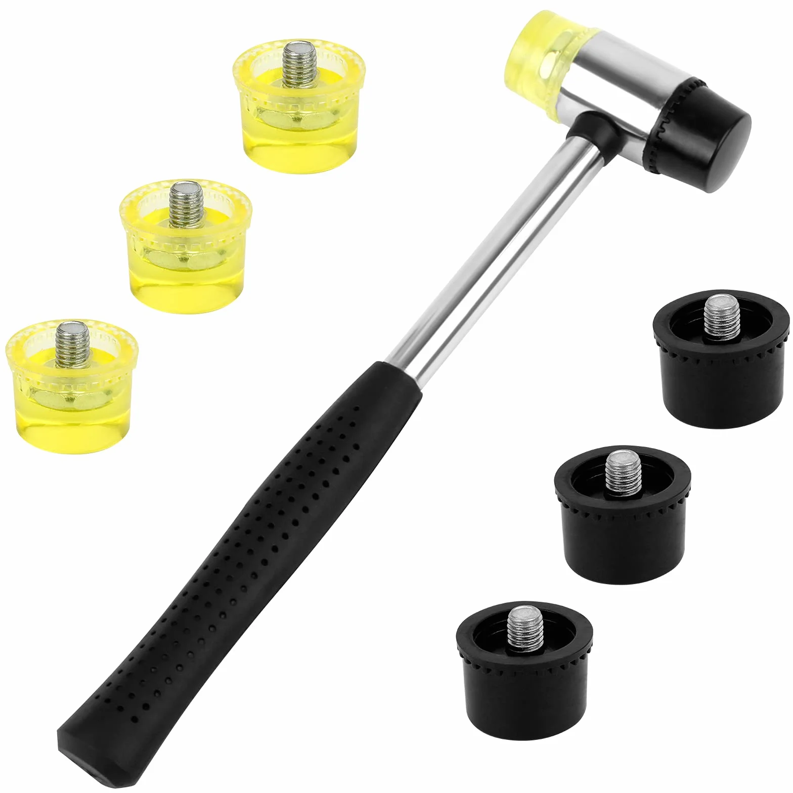 Dadabig Martello in Gomma a Testa Doppia, 6 Teste Sostituibili 25mm, Manico in Plastica Antiscivolo per Artigianato