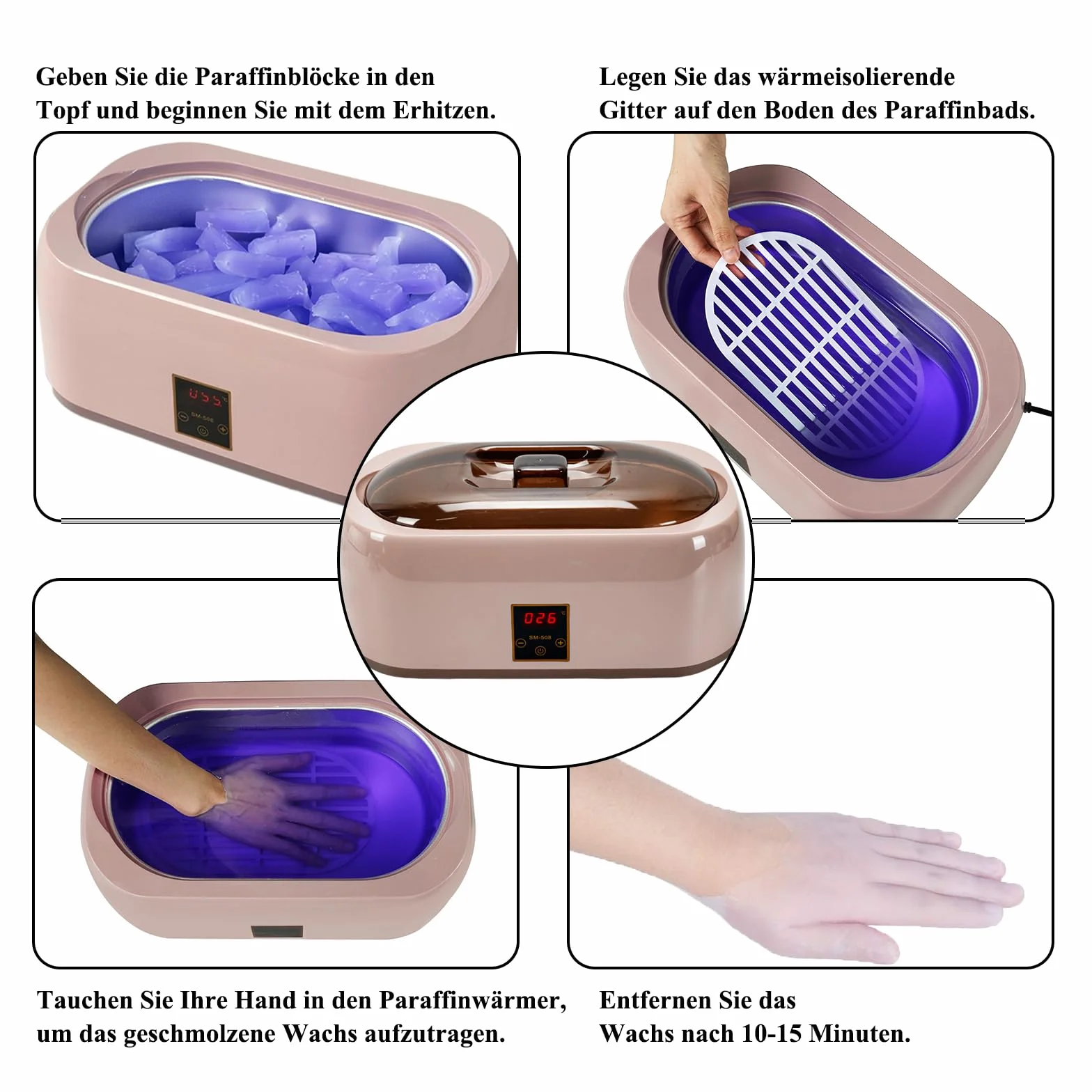 Paraffina Bath,4000ml scalda paraffina mani piedi professionale for Hands and Feet,include cera di paraffina per bagno di paraffina,Bagno di paraffina con tecnologia LED