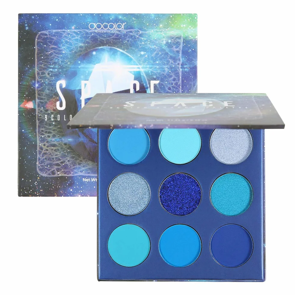 Docolor 9 Colori Palette Ombretto Blu Palette Ombretto Polvere Colorata in Crema Glitterata Altamente Pigmentata Naked Smokey Mattes Shimmers Palette Trucco Impermeabile