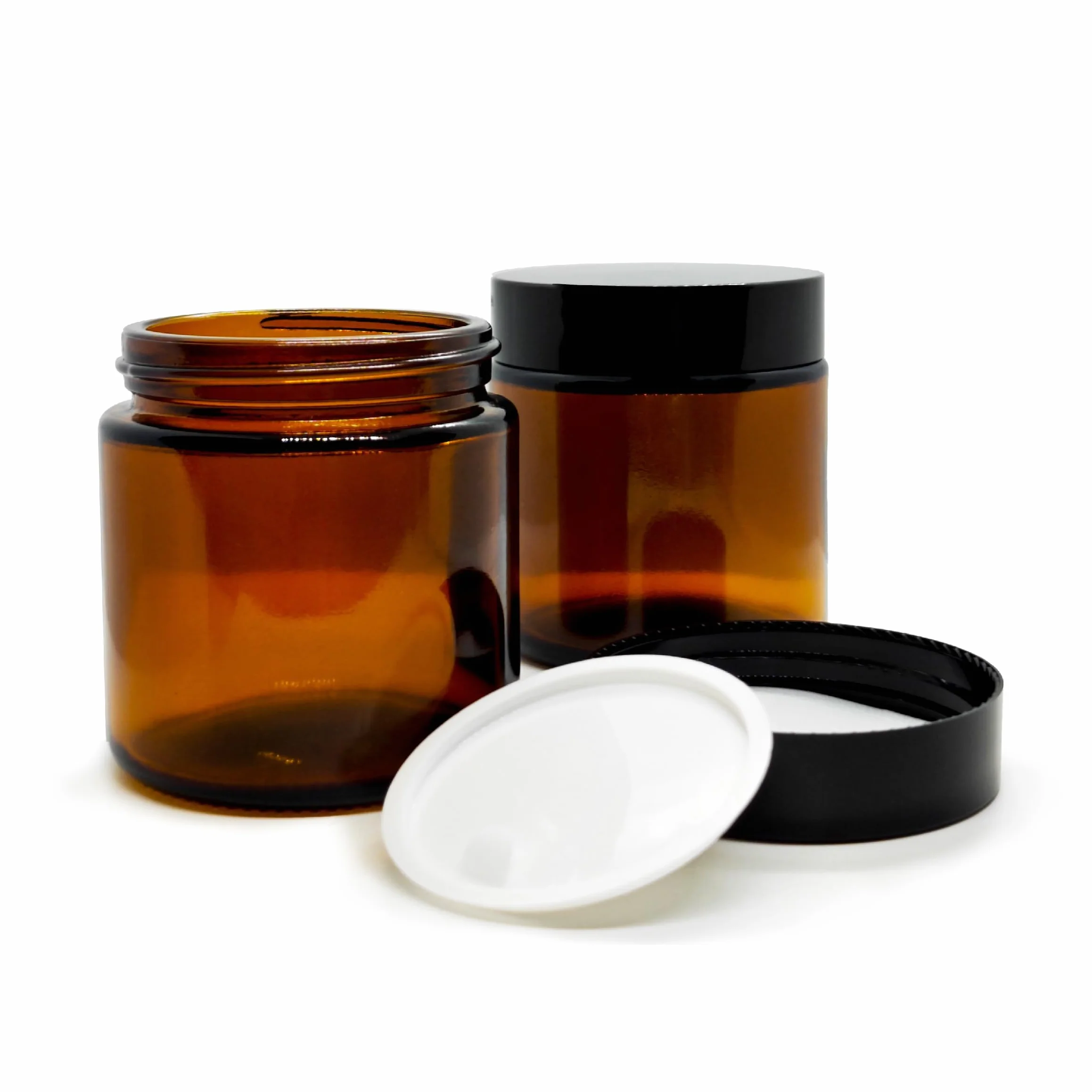 Set di 2 Vasetti in Vetro Ambrato da 100 ml con Coperchio a Vite, Contenitori Multiuso per Cosmetici, Creme, Oli Essenziali, Protezione UV, Perfetti per Viaggio e Conservazione Domestica