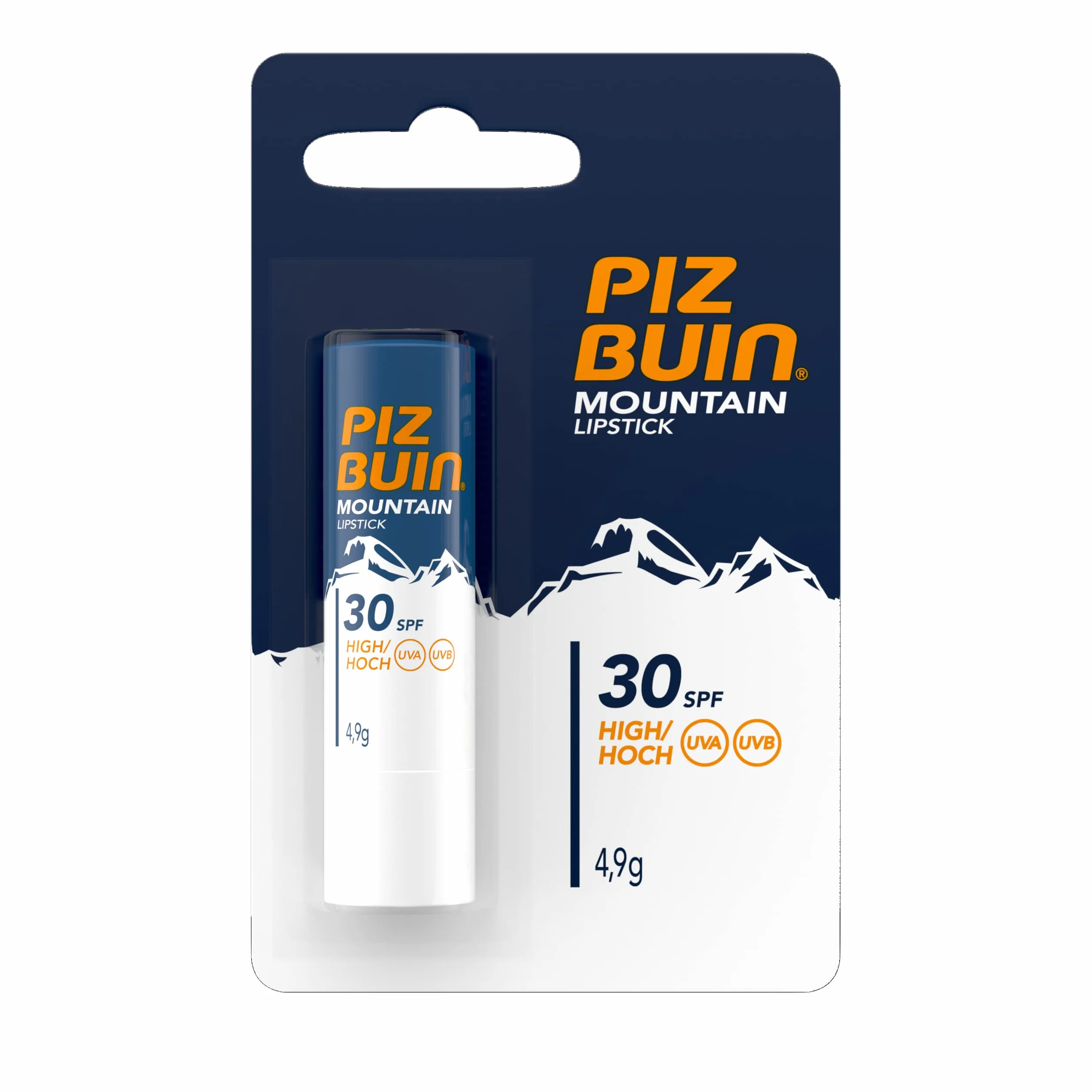 PIZ BUIN Mountain Stick Labbra SPF 30, Burrocacao protezione solare alta, Balsamo labbra con filtro solare UVA/UVB e Glicerina, Burrocacao labbra per sole, freddo e vento ad alta quota, 4.9 g