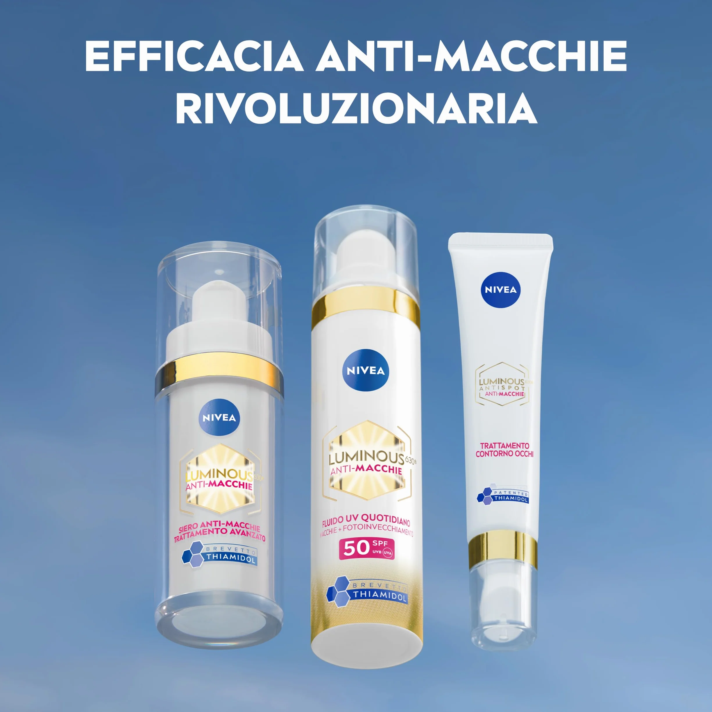 NIVEA Luminous630 Skincare Kit Anti-Macchie, Set skincare completo con Siero Viso Anti-Età & Anti-Macchie 30 ml e Fluido UV Quotidiano Crema viso SPF 50 40 ml con Thiamidol brevettato antimacchia