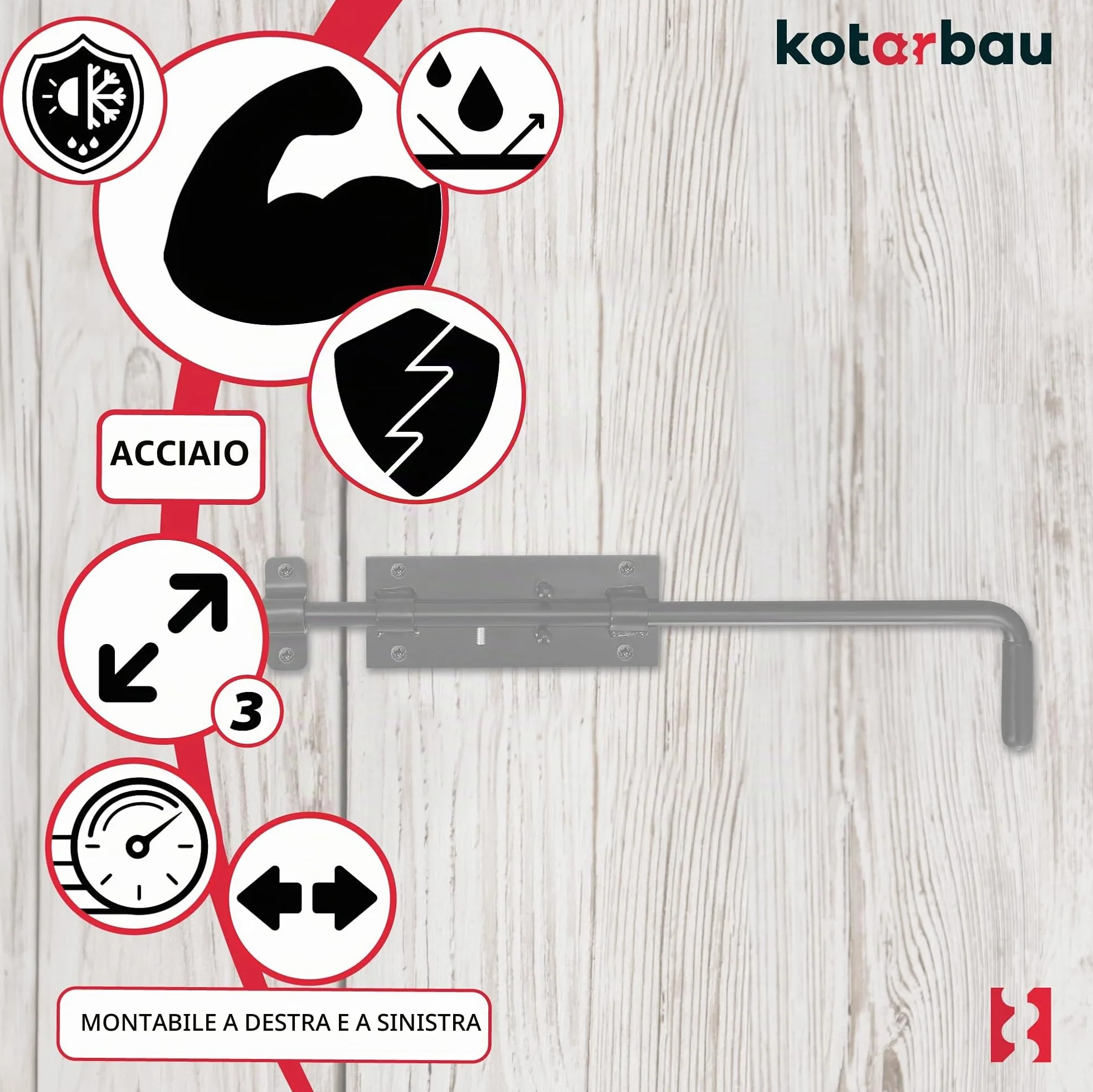 KOTARBAU Gate per bulloni 400 mm Scrocco per porta Capanno per pollaio Polvere nera