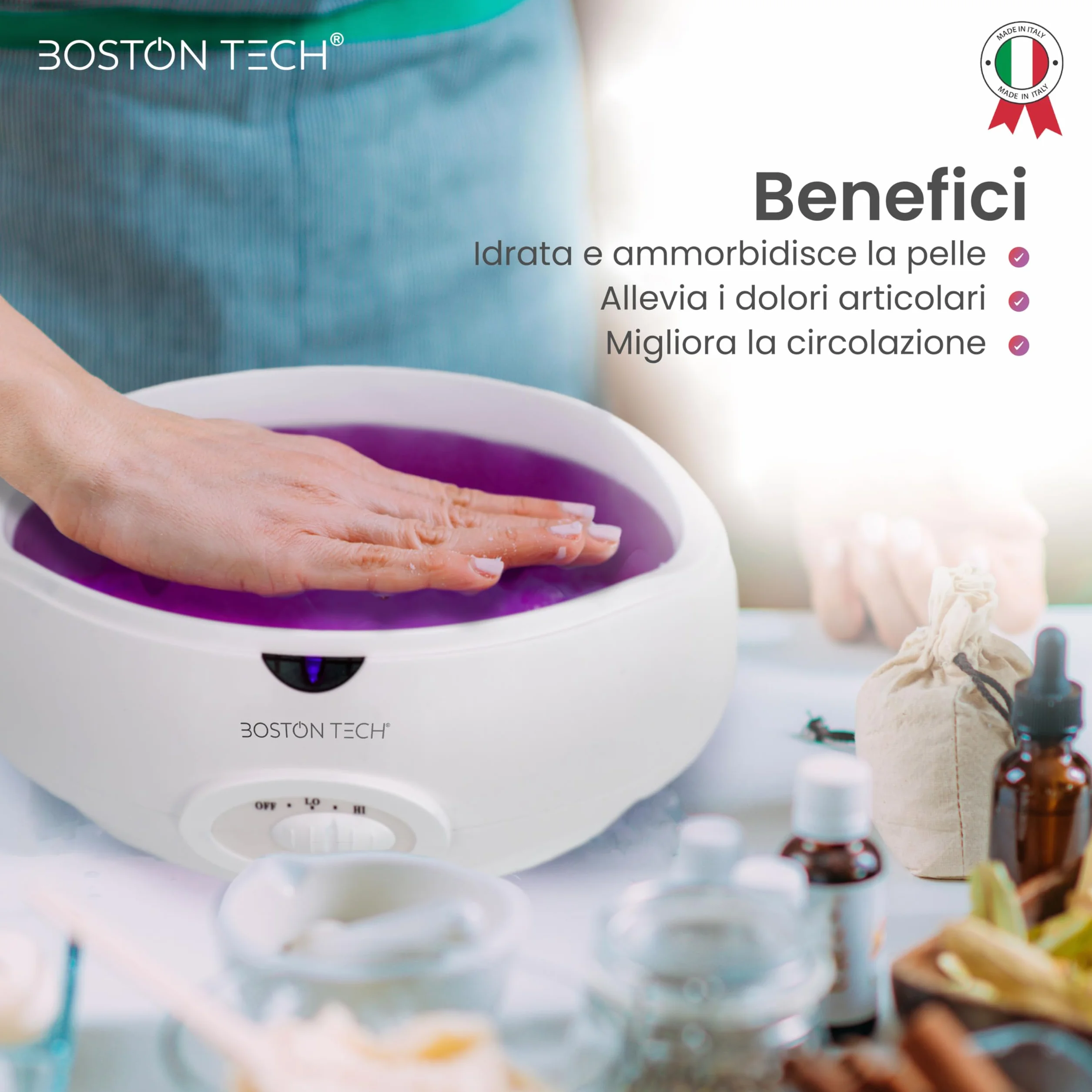 Paraffina Boston Tech per mani e piedi, riabilitazione antiossidante, trattamento di artrite e osteoartrite, idrata e nutre, confezione da 2 blocchi x 500 g Neutro
