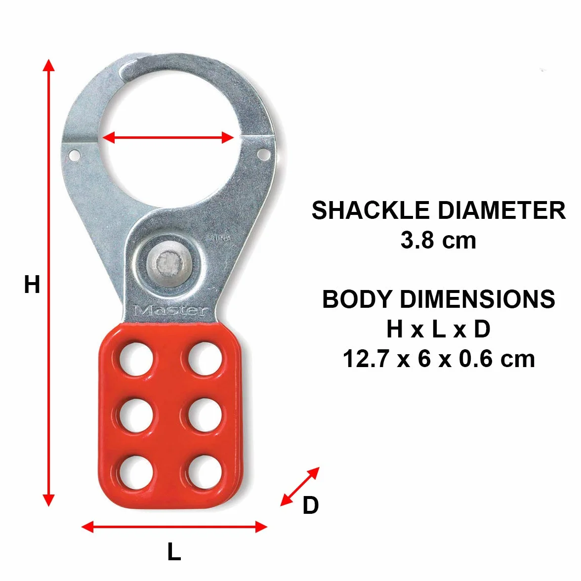 Master Lock 421 Lockout Hasp rosso e argento 12.2 x 6 x 0.6 cm
