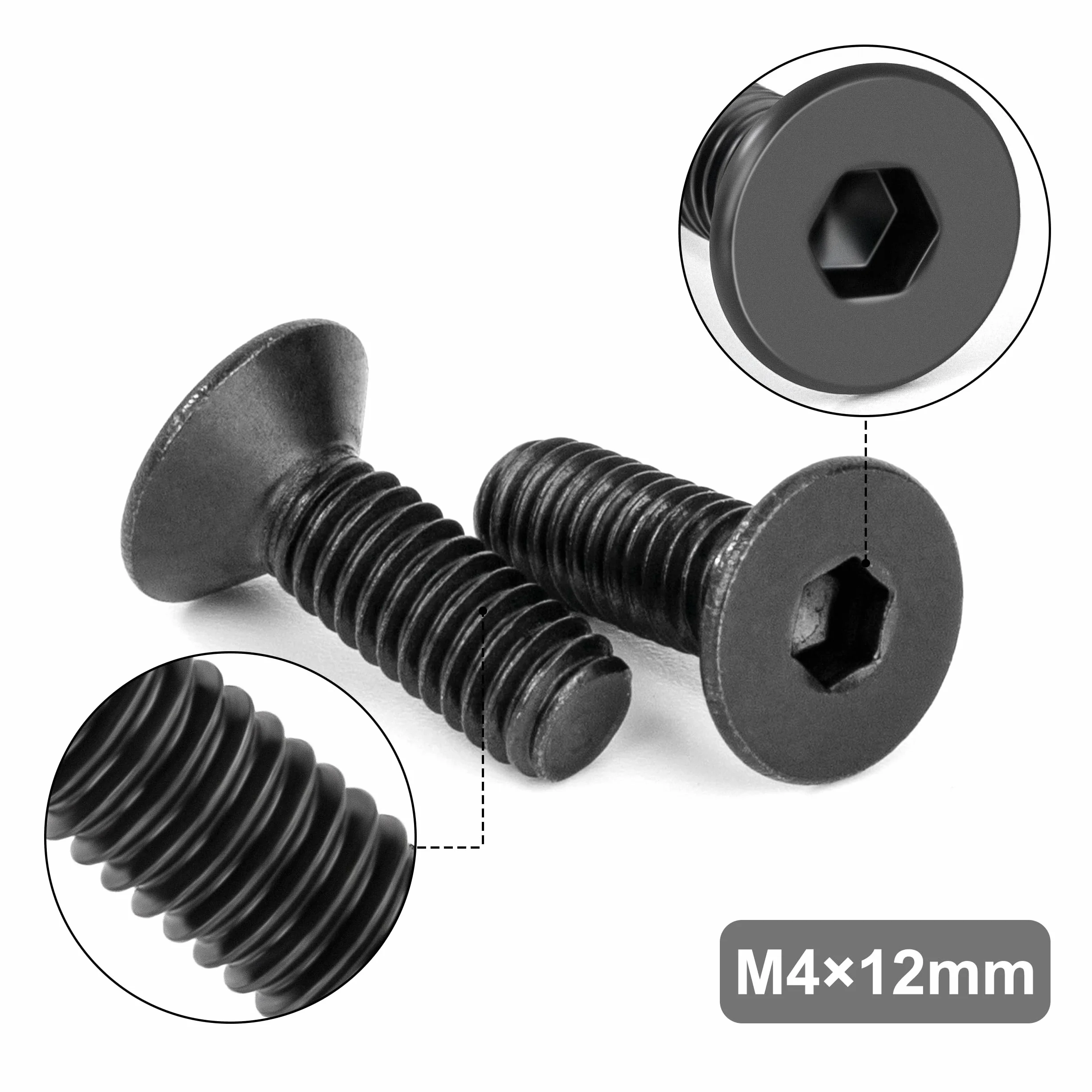 Śruby z łbem stożkowym M4 x 12 mm DIN 7991 A2 Stal nierdzewna Czarny 30 szt
