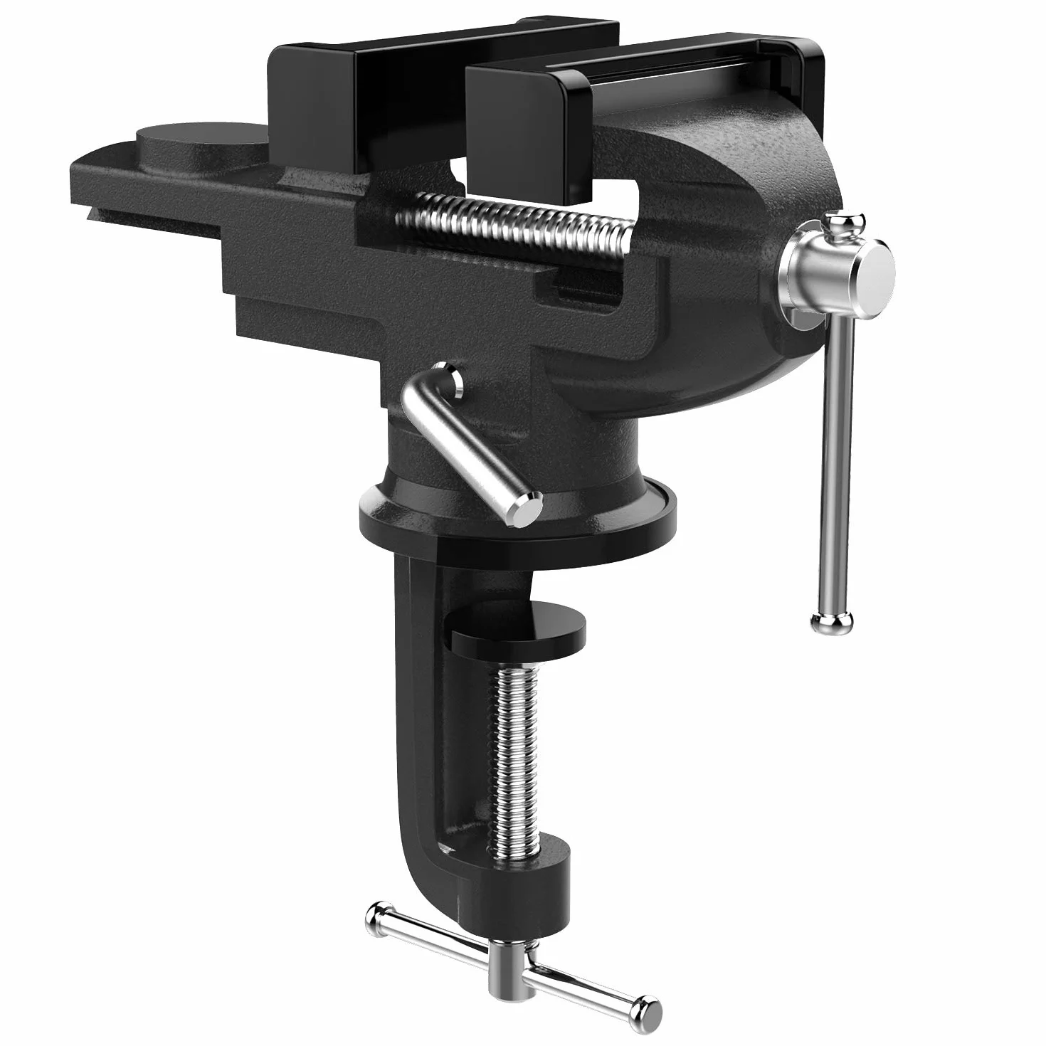 Nuovoware Morsa da Banco Falegname 70mm 360° Girevole Morsetto in Acciaio Nero