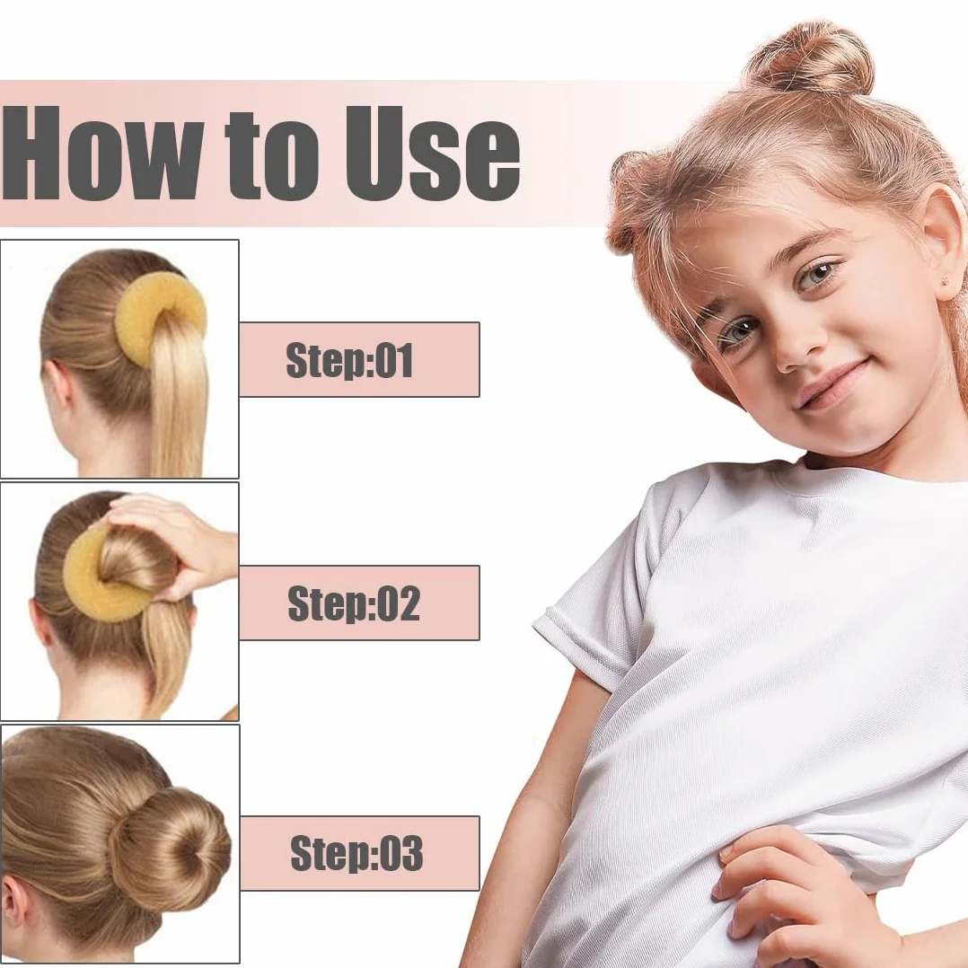 YAYNO 34 Pezzi Set Completo per Chignon 4 Creatore per Pane Retine Forcine Capelli Elastici Per Capelli Ciambella Accessori per Acconciature Ragazze e Ballerini Acconciature
