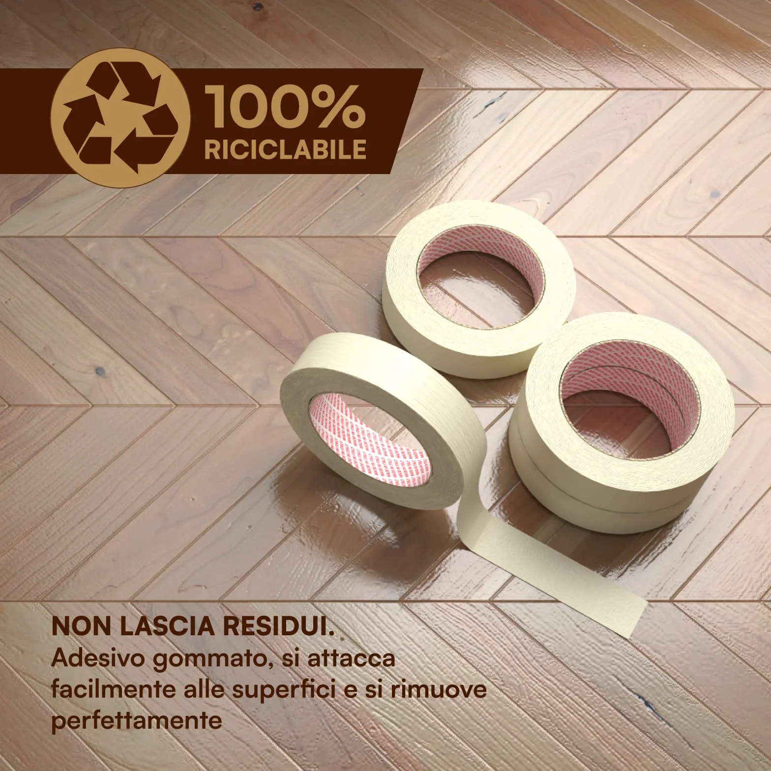 Nastro di Carta 25mm x 50m per Imbianchini 12 Rotoli - Carta Gommata Professionale Riciclabile