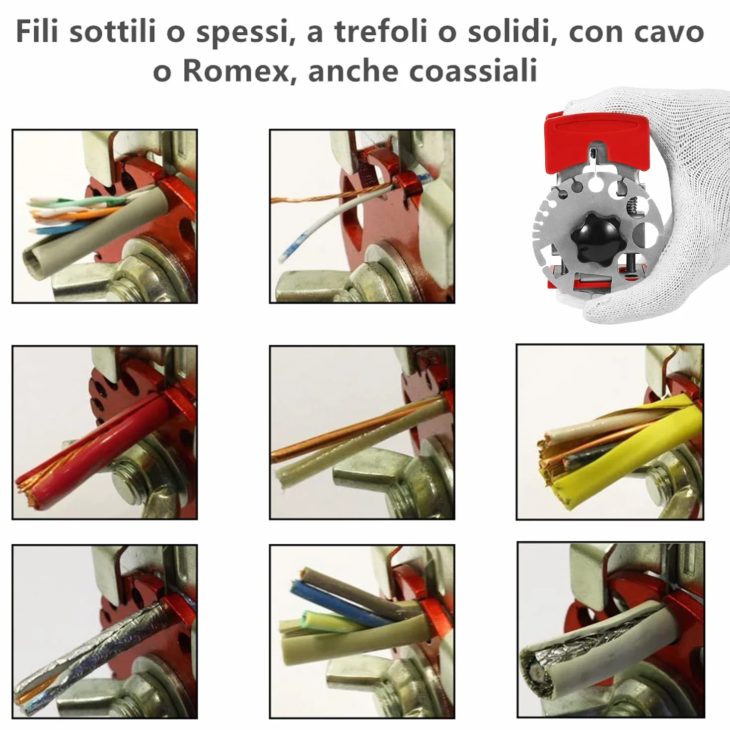 Macchina spelafili elettrica manuale Pinza spelafili elettricista Attrezzo schermatura filo