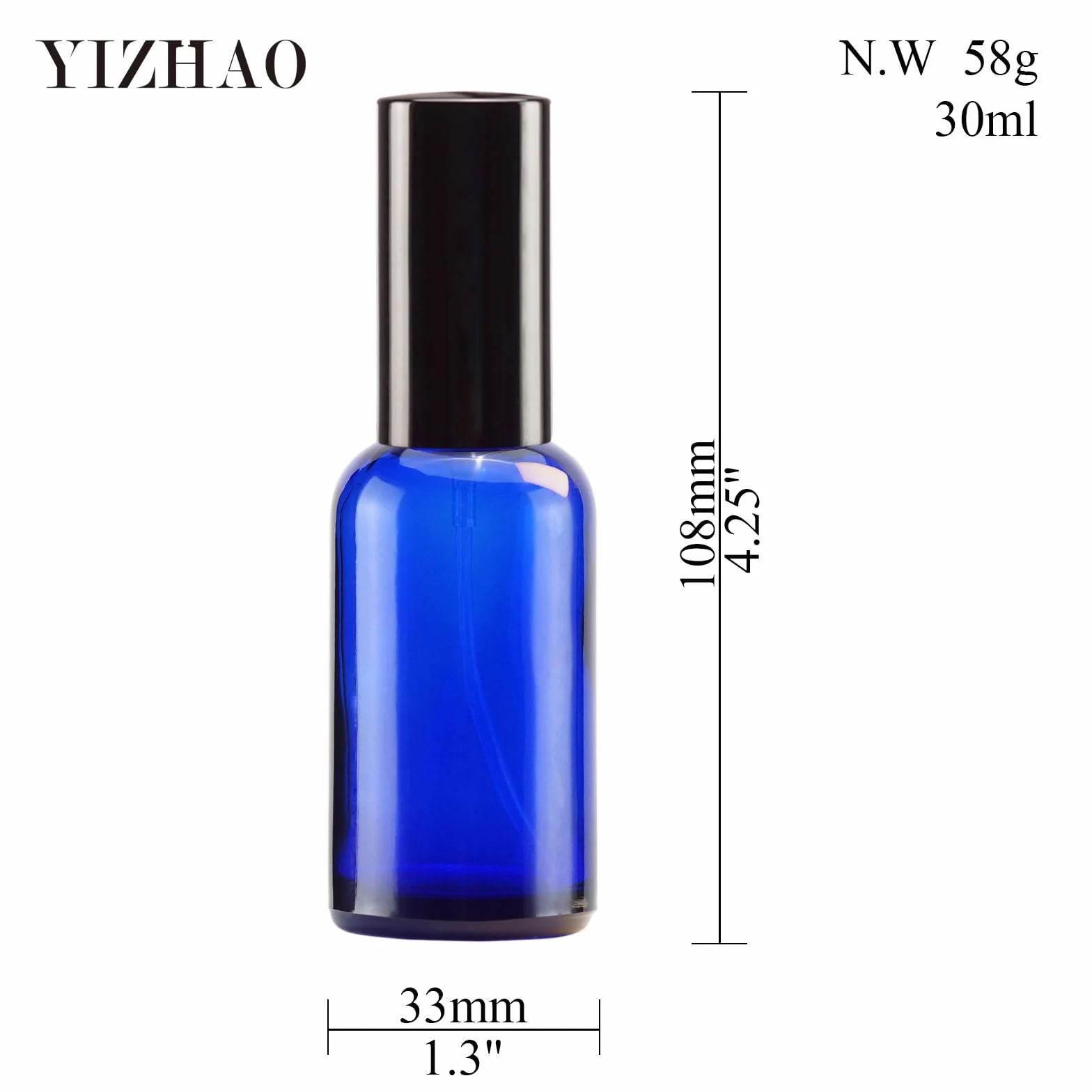 YIZHAO Bottiglie Spray Vetro 30ml, Blu Spruzzino Nebulizzatore Piccolo, per Olii Essenziali, Profumo, Pulizia, Cosmetici, Viaggio, Farmacia - 6 Pcs