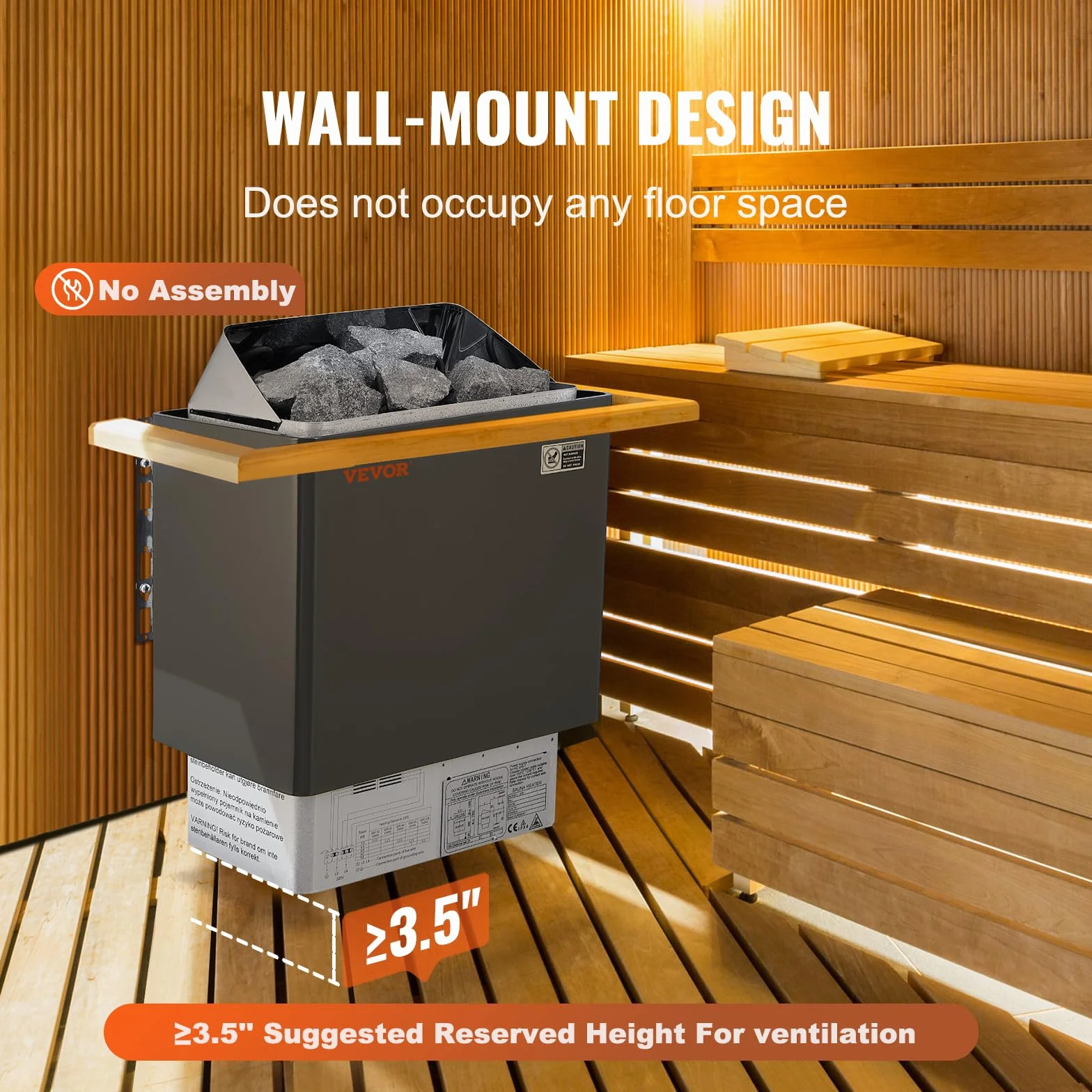 VEVOR Stufa Elettrica per Sauna 8 kW 400 V 3 N Riscaldatore Portatile con Timer 3 Ore e Regolatore Digitale 8-12 m³