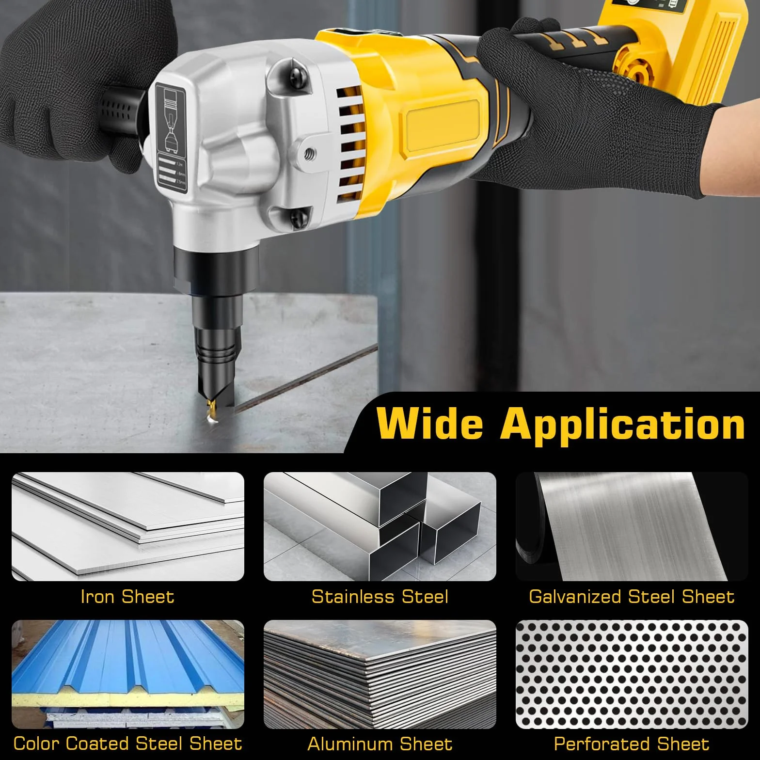 Roditrice in metallo senza fili compatibile con batteria DeWalt 20V, cesoia elettrica senza spazzole 1900 giri/min testa rotante 360°