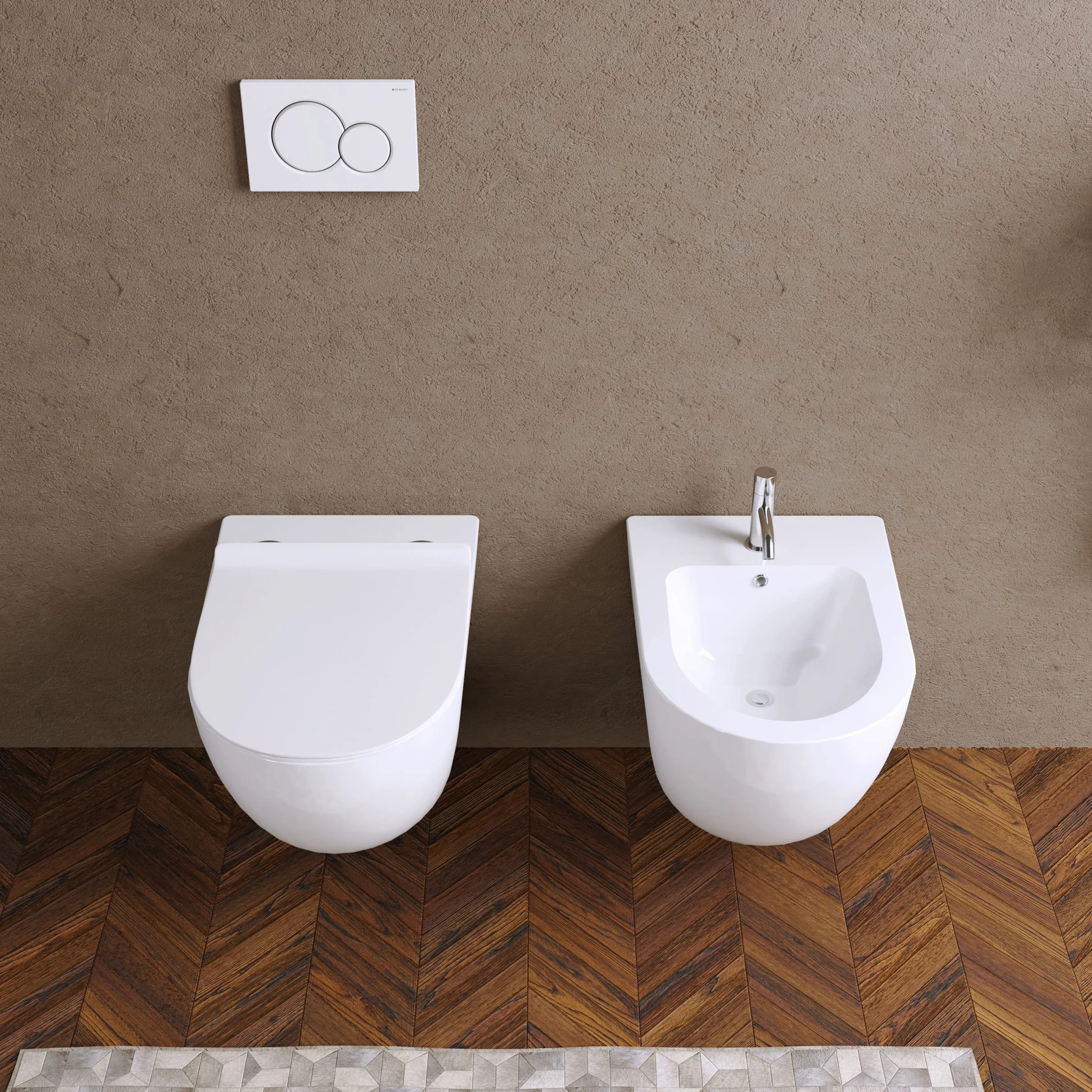 Vaso Bidet Sospeso Rimless Senza Brida Sedile Soft-Close Mod. Parigi