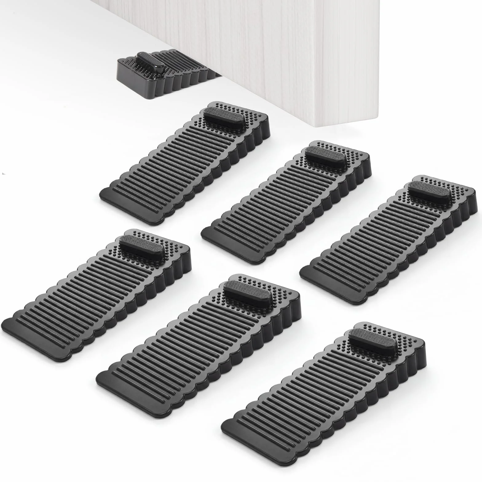 Oderra Cale Porta Pavimento in PVC 6 Pezzi Regolabile in Altezza - Nero