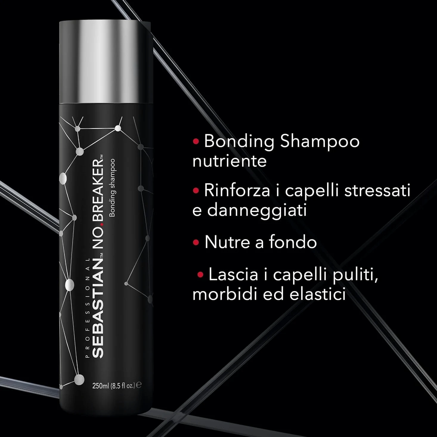Sebastian Professional NO.BREAKER Shampoo Rinforzate e Bonding & Styling Leave-in per Capelli - Rafforzano i Capelli Danneggiati - 250 ml e 145 ml