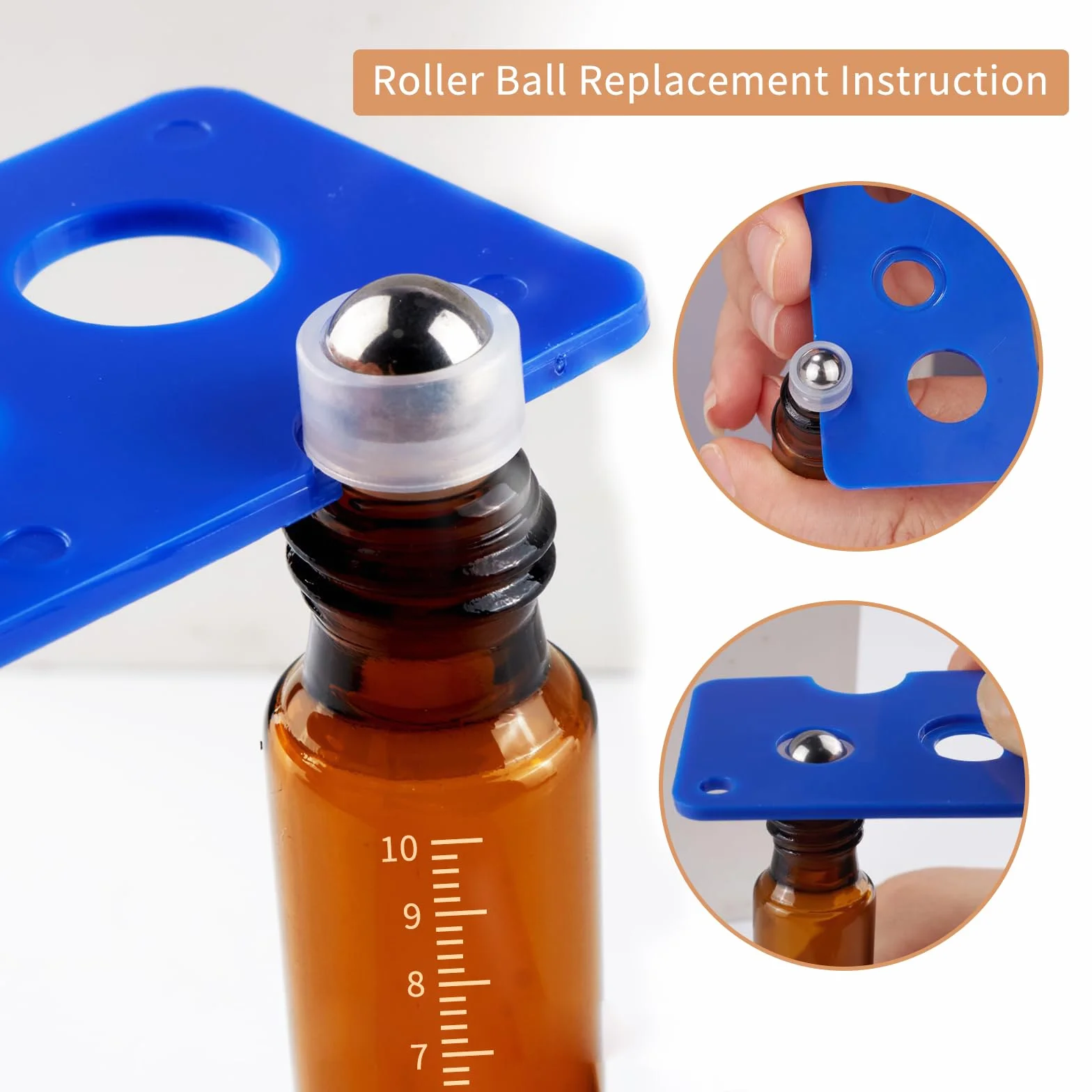 THINTON Roll on - Bottiglia vuota da 10 ml, 8 bottiglie di vetro Roll on per olio essenziale, ricaricabili, per oli, profumi, cosmetici, massaggi