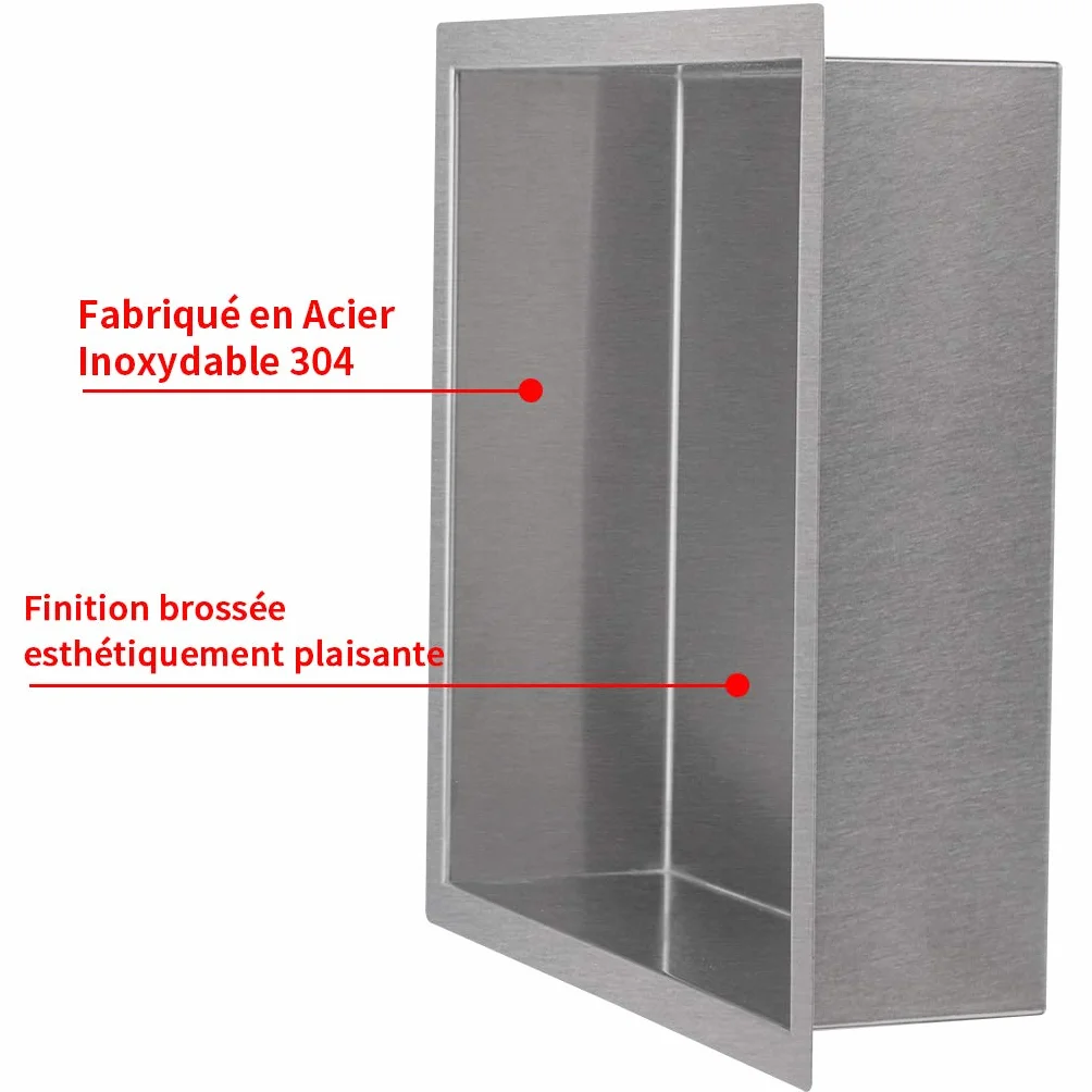Skelang Mensola da doccia a incasso in acciaio inox 30 x 30 cm per bagno