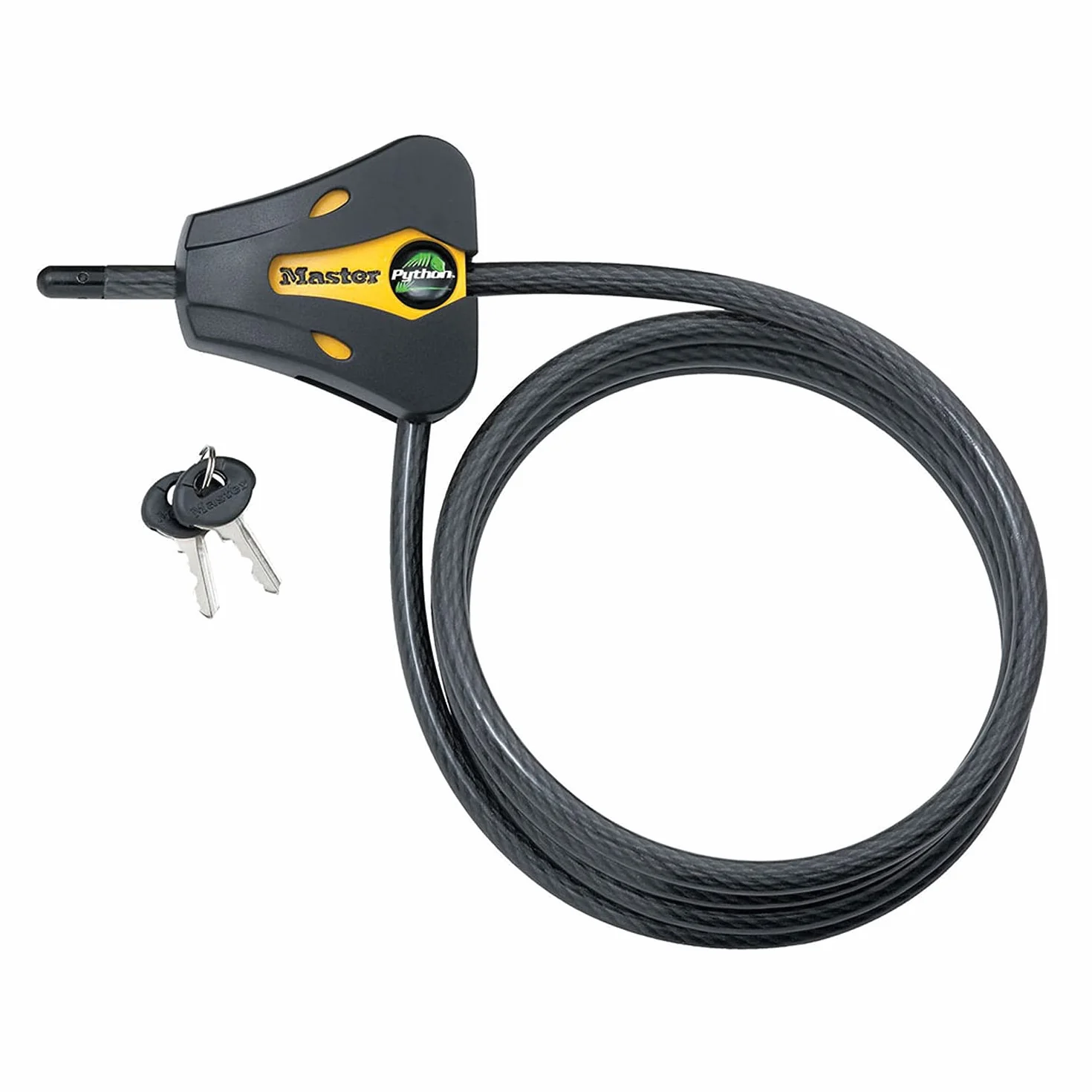 Master Lock Lucchetto a Cavo Python Regolabile con Chiave 1,8 m 8419DPF Nero Giallo