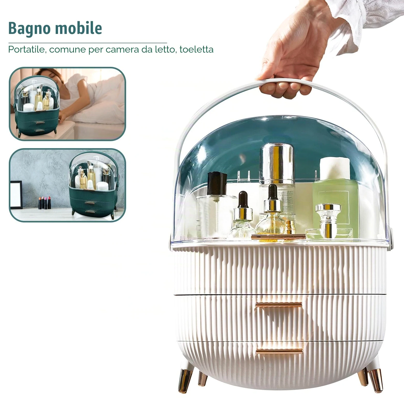 Organizer per Cosmetici, Organizzatore di Trucco Grande Capacità, Organizer Trucchi Multifunzione Girevole, per Cosmetici, Gioielli e Accessori